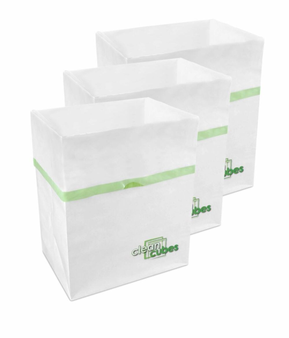 Clean Cubes 4 Gallon Disposable Trash Cans & Recycling Bins, 3 Pack White