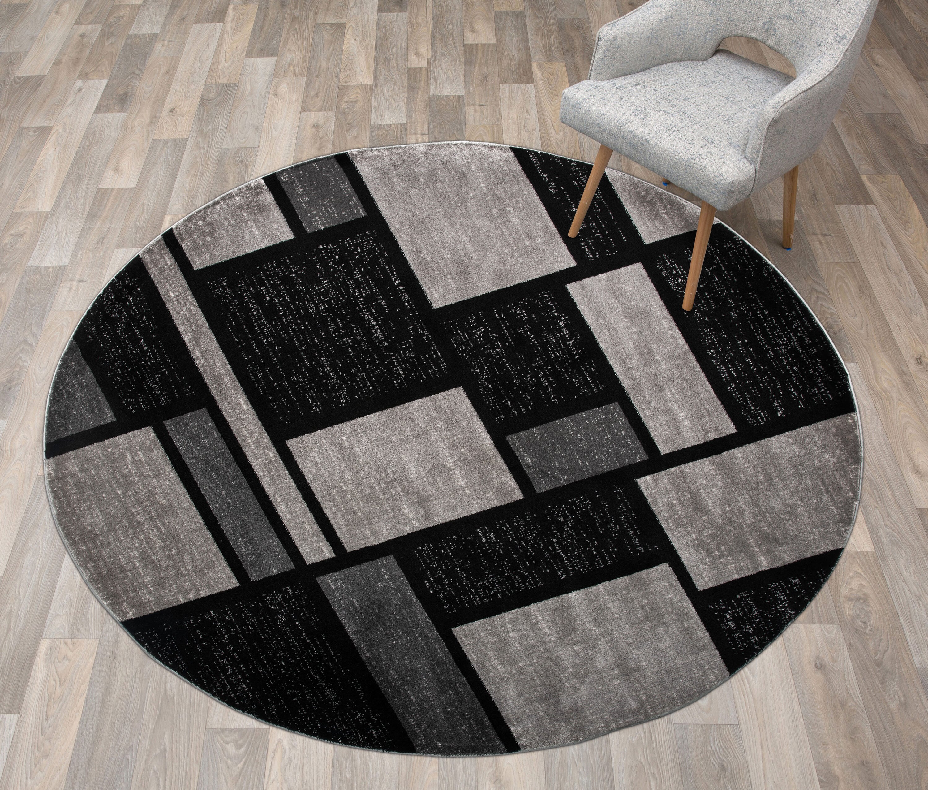 World Rug Gallery Modern Large Non-Slip (Non-Skid) Gray 6 ft. 6 in