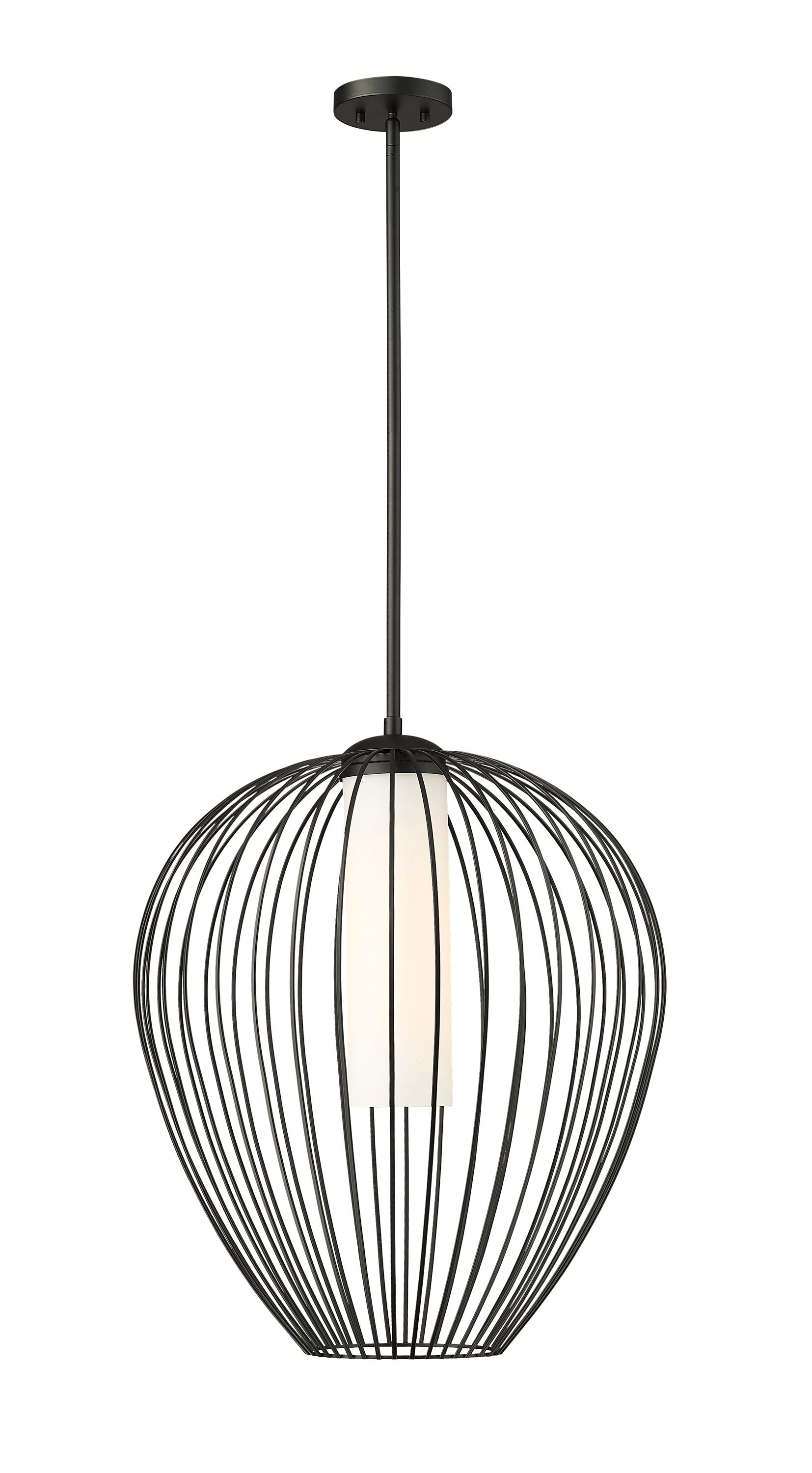 Z-Lite 7507-22MB Savanti Matte Black Modern/contemporary Frosted glass Cone Large Hanging Pendant light
