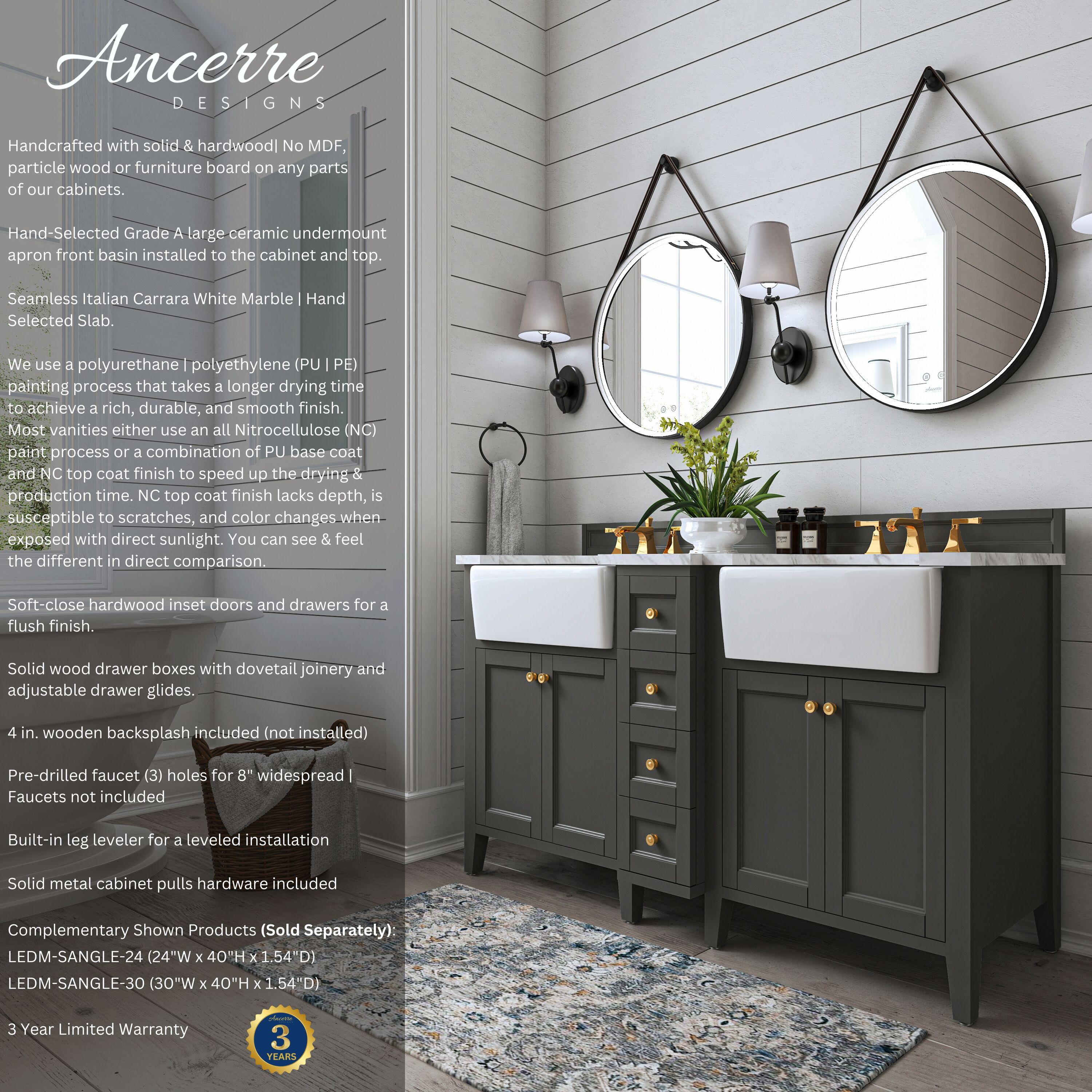 Ancerre Designs VTSADELINE60SGCWGD Bath-Vanity-Combo - View #2