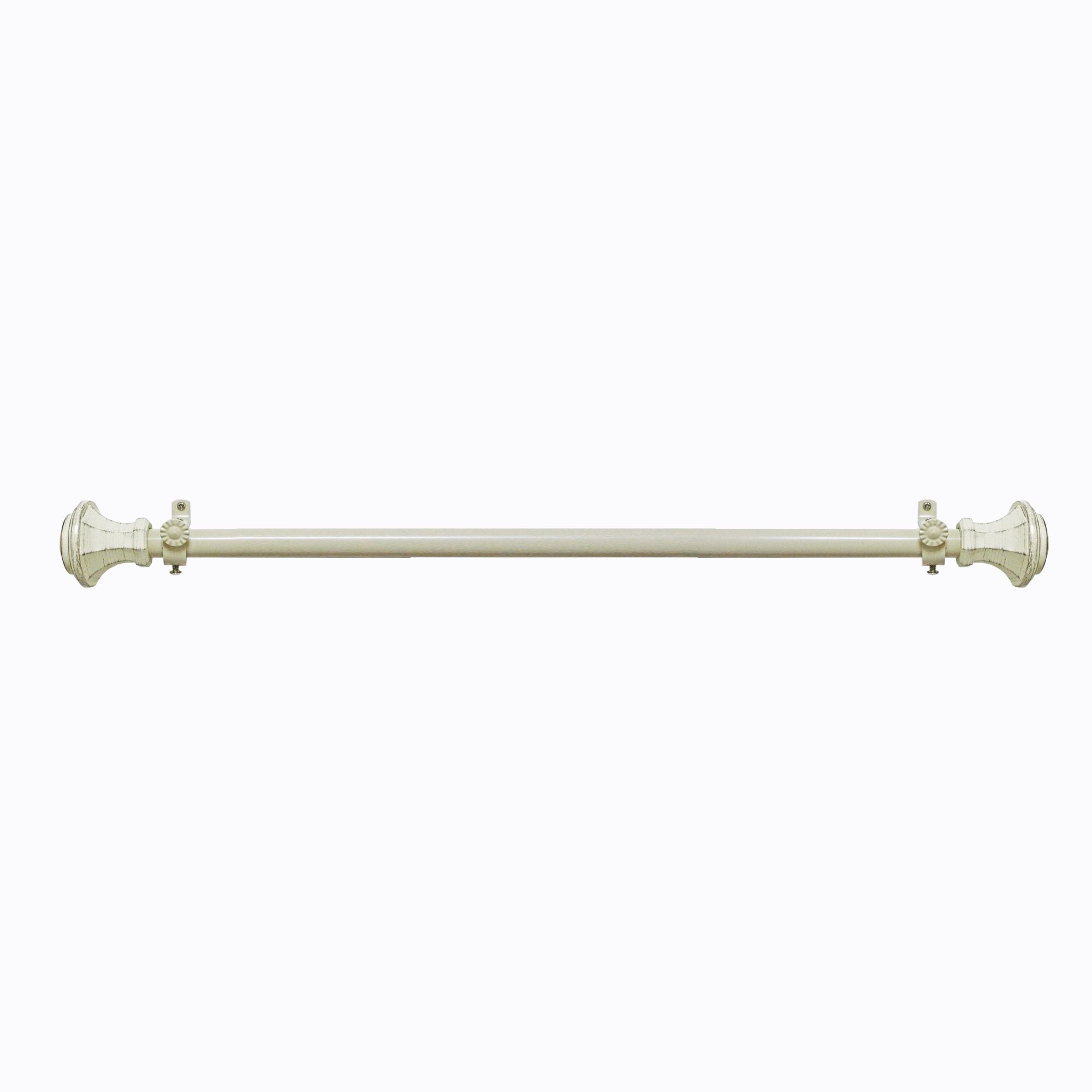 Adjustable Antique Cream Metal Curtain Rod with Gold Finials