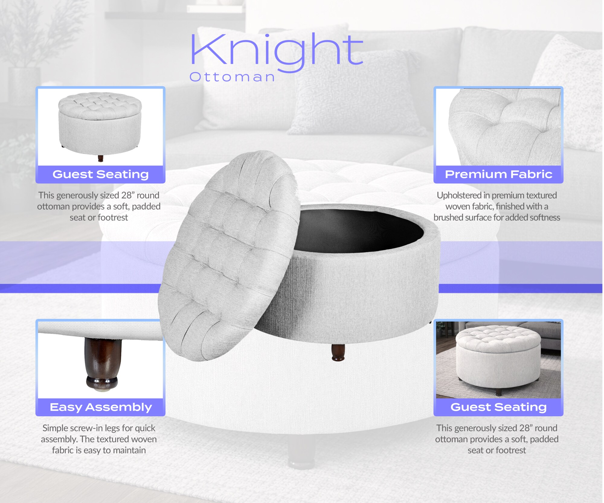Regency N6270WH Indoor-Ottomans - View #7