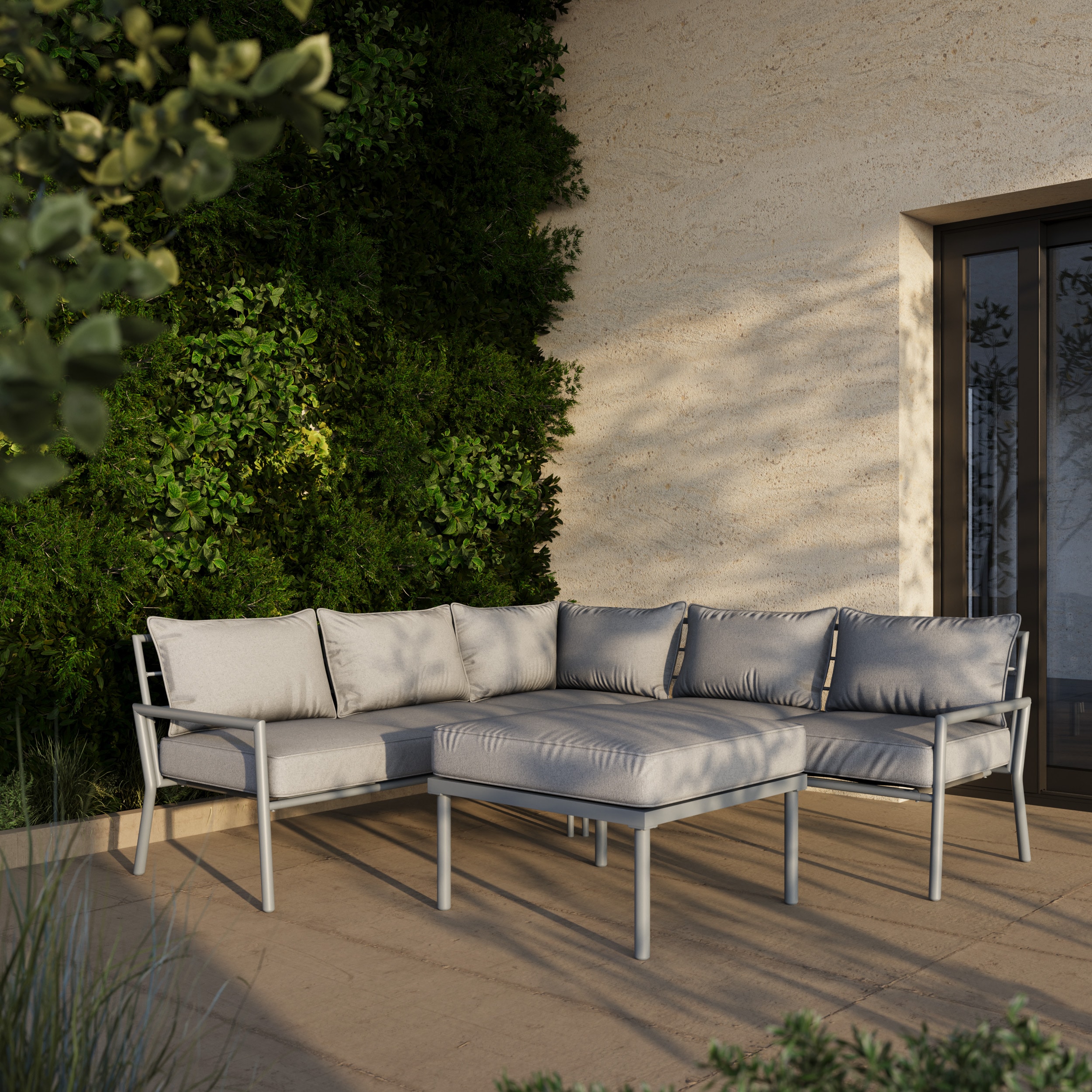 Deko Living COP30015 2 -Piece Patio Sofa Conversation Set with Gray