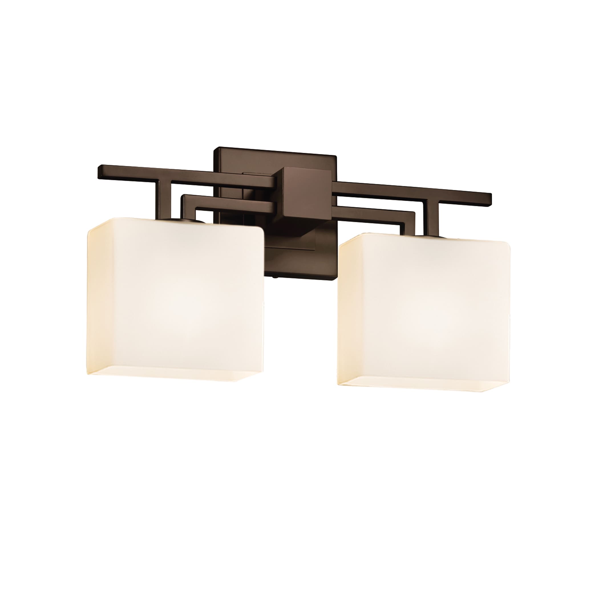 Justice Design Group FSN-8702-55-OP-DB-LD Fusion 16-in 2-Light Dark Bronze LED Glam Vanity Light