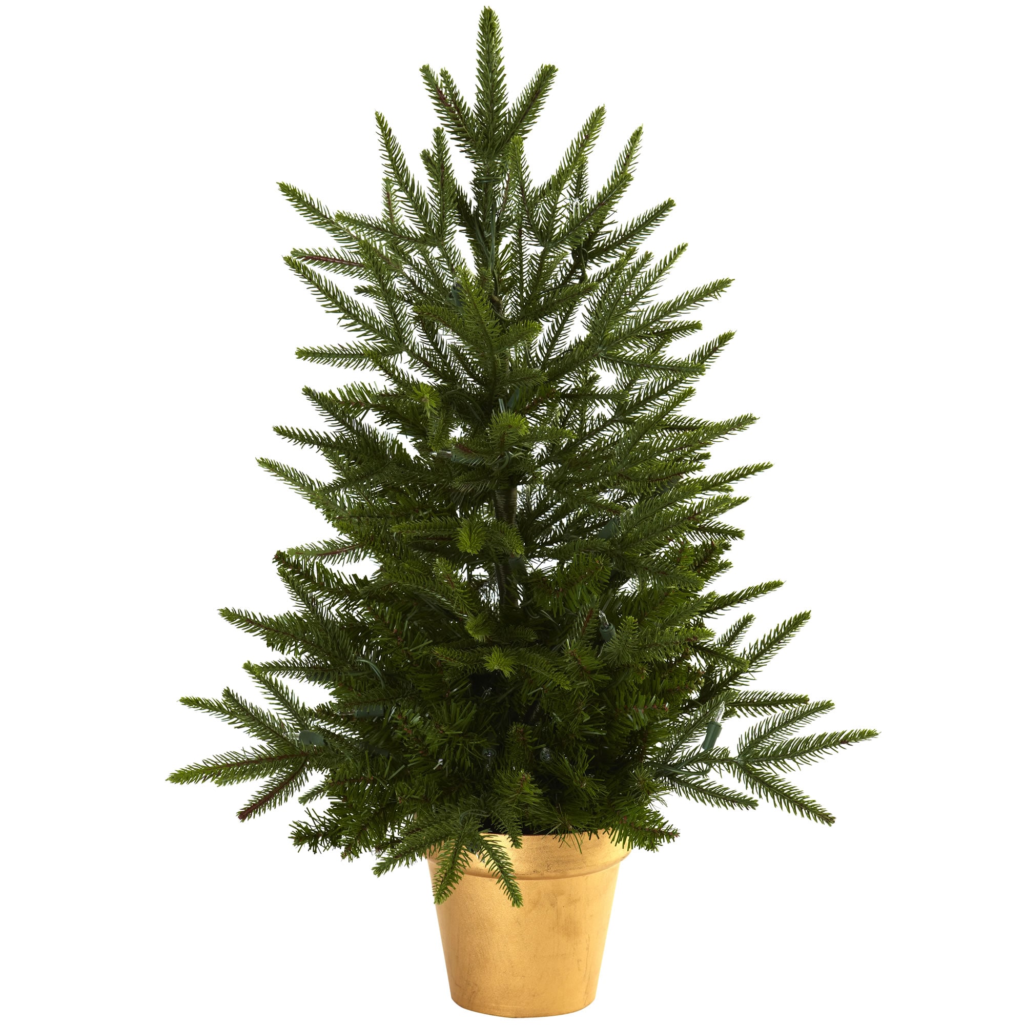2.5ft Green Douglas Fir Tabletop Christmas Tree with Copper Planter and LED Lights