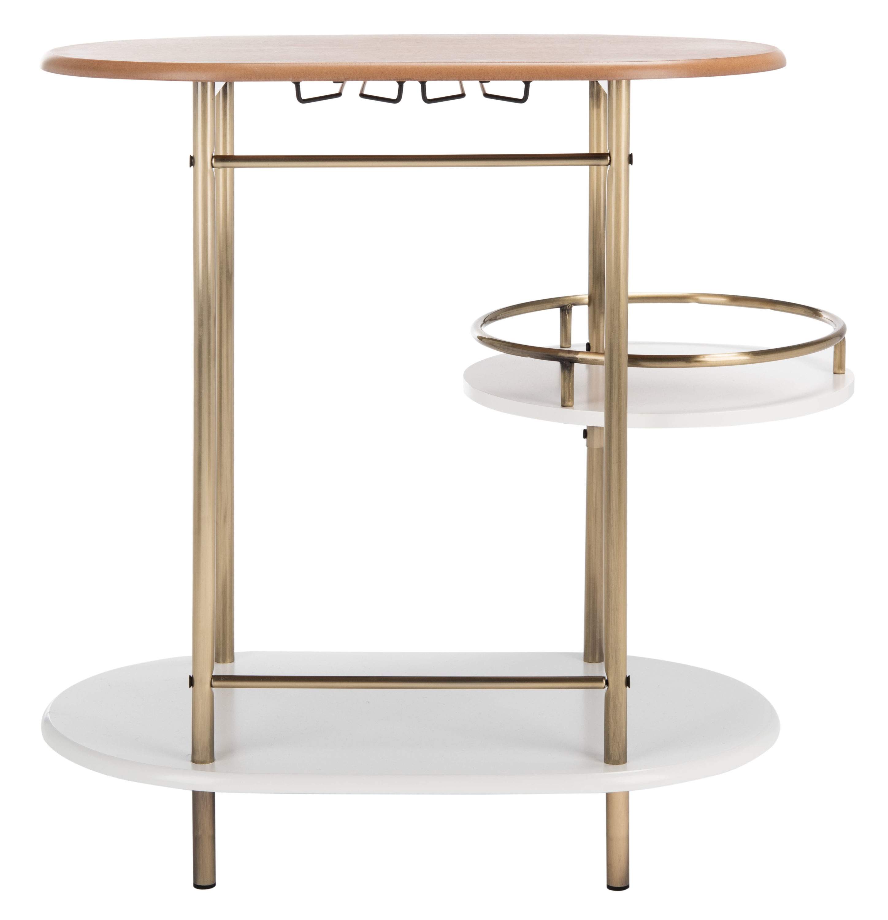 Safavieh BCT8007A Iva Light Walnut/Gold Contemporary/Modern Dining Table, Wood with Gold Metal 17.7-in L x 32.8-in H