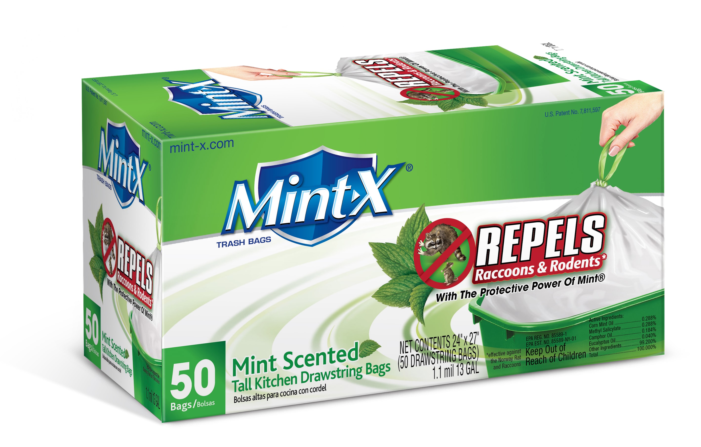 Mint-X MintFlex 13-Gallons Mint White Plastic Kitchen Drawstring