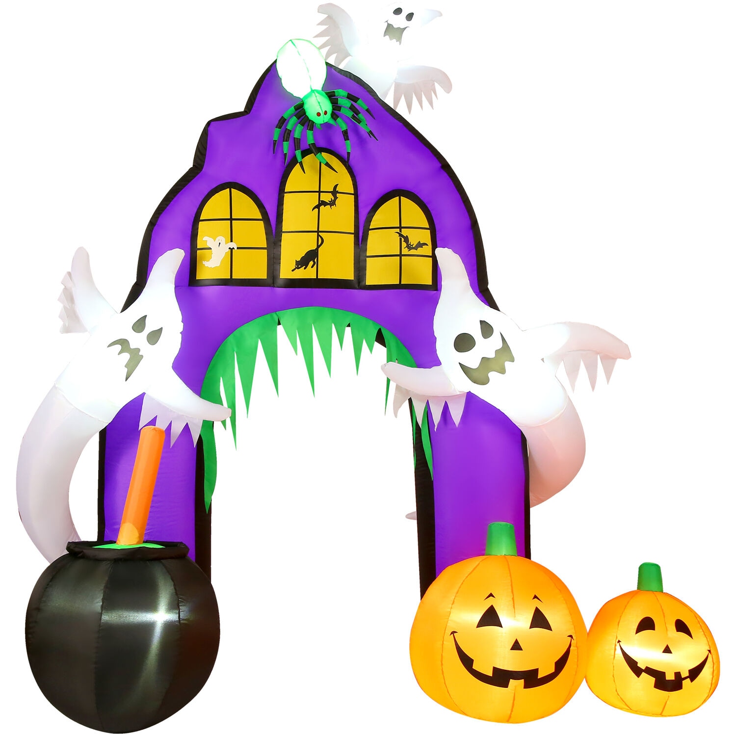 Haunted Hill Farm 9-ft Pre-Lit Inflatable Haunted House Ghost Archway ...