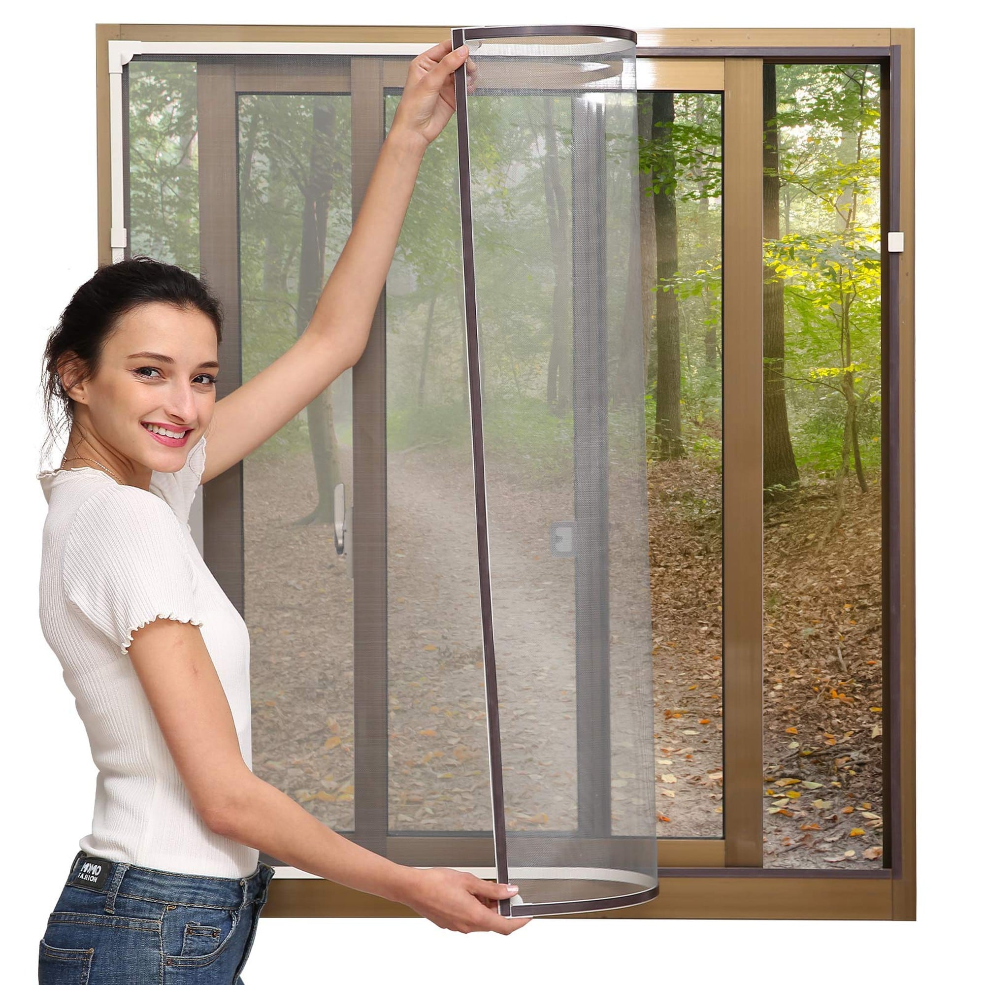 Numhew White Magnetic Window Screen 60-in x 48-in Fiberglass Mesh