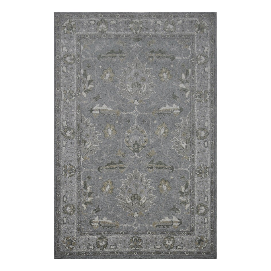 allen + roth 89930 Southminster 8 x 10 Wool Soft Blue Floral/Botanical Area Rug