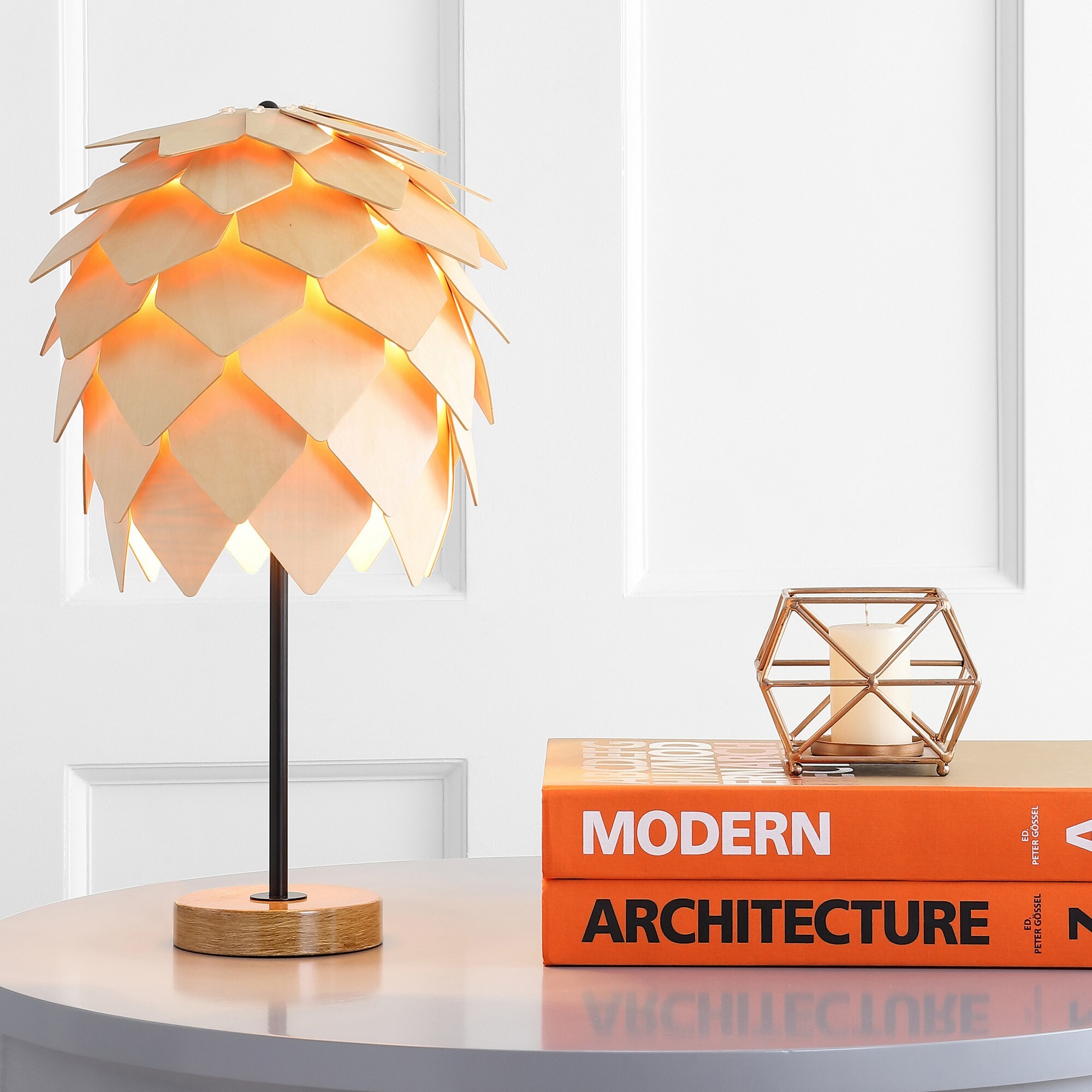 JONATHAN  Y Simon 20.5-in. Pinecone Wood/Metal LED Table Lamp - Natural/Black
