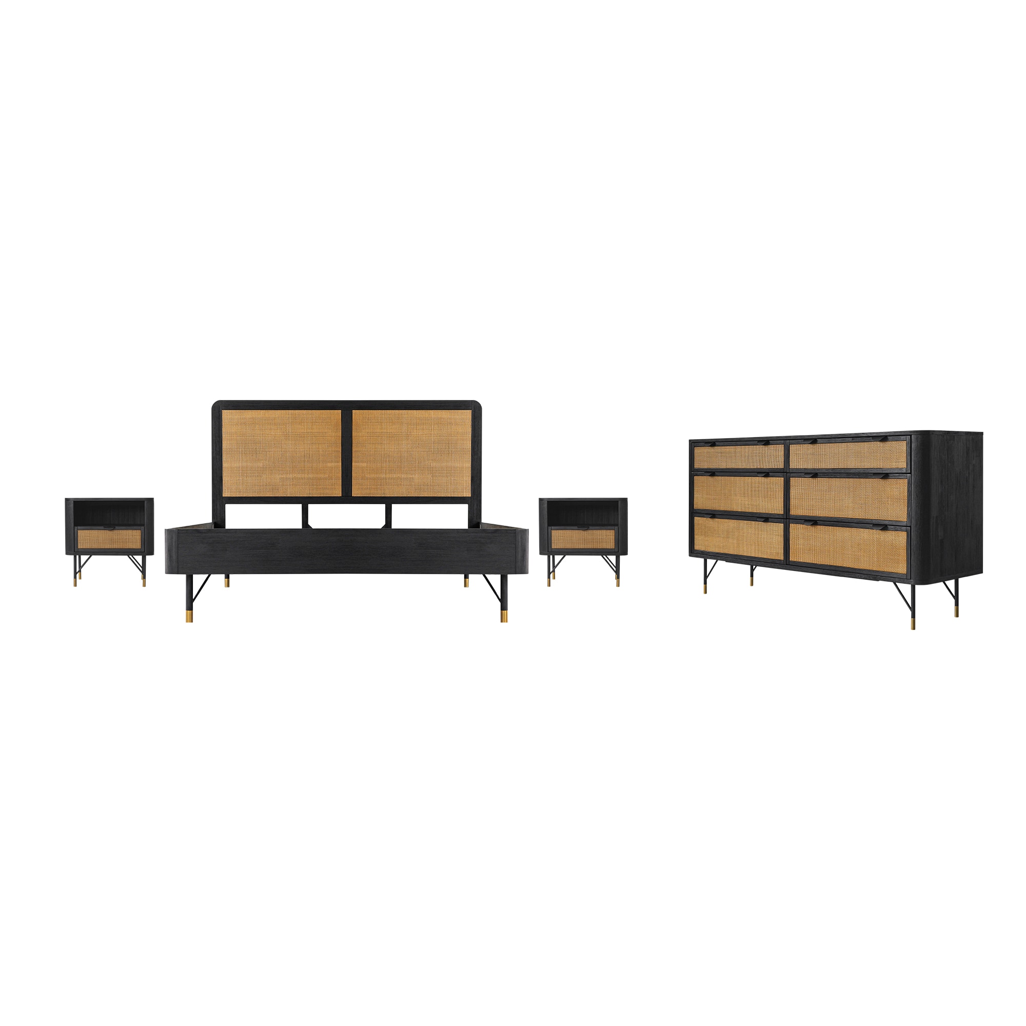 Armen Living SETSRBDKG4A Black King Bedroom Set
