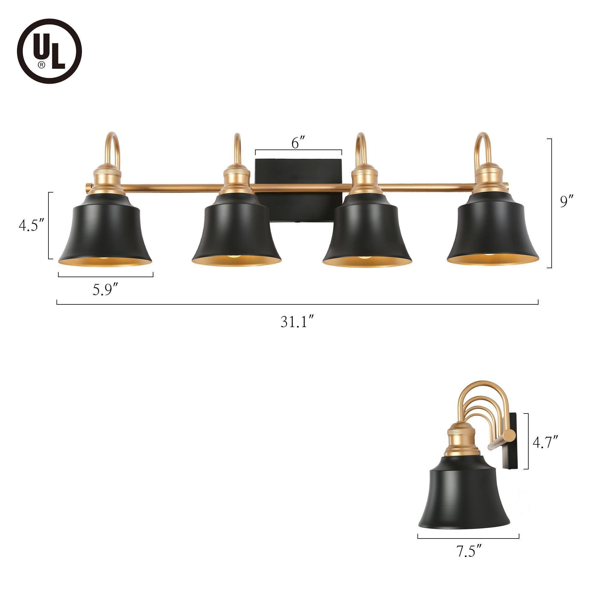 Uolfin 31-in 4-Light Matte Black LED Modern/Contemporary Vanity Light ...