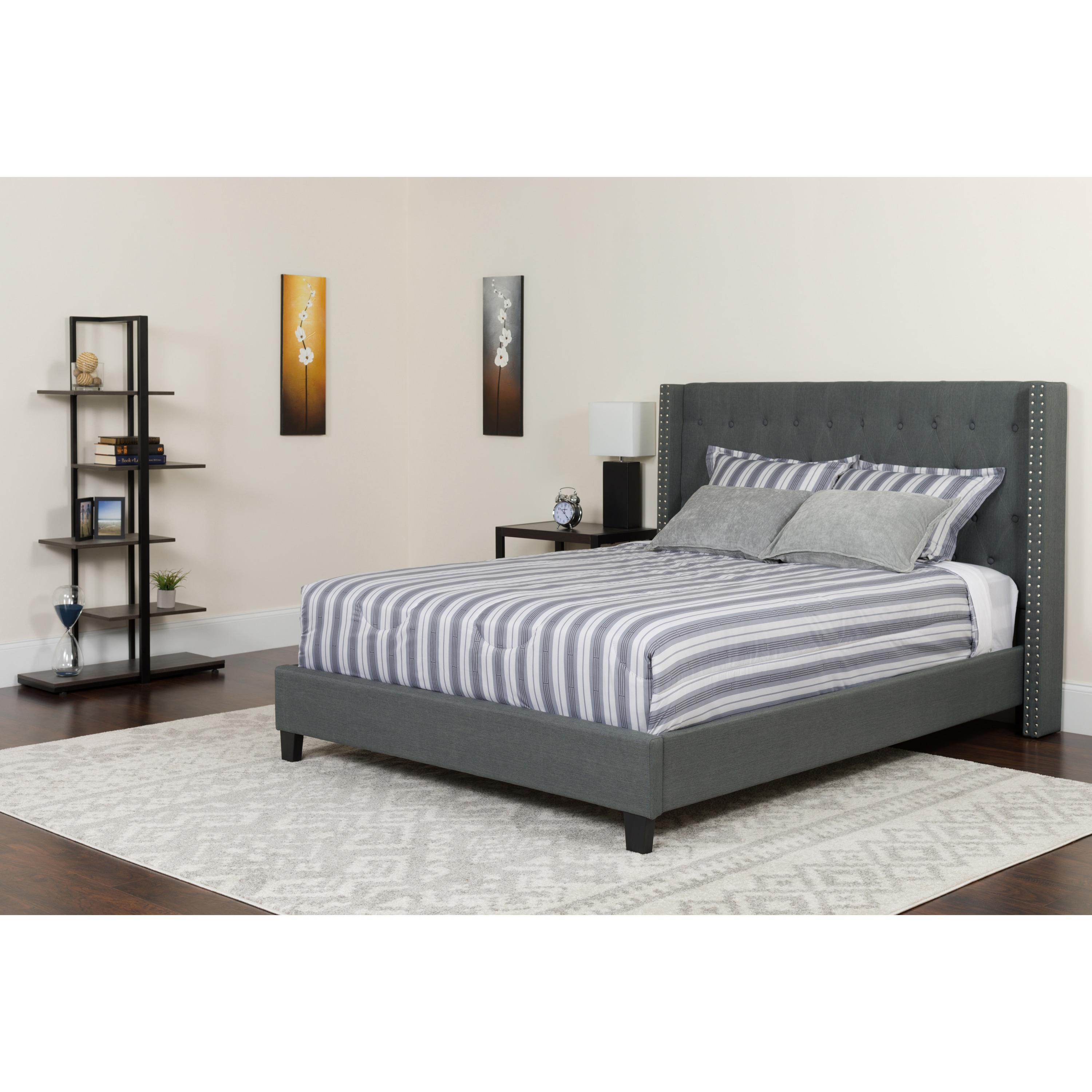 Flash Furniture 889142254812 Riverdale Dark Gray Queen Upholstered Platform Bed