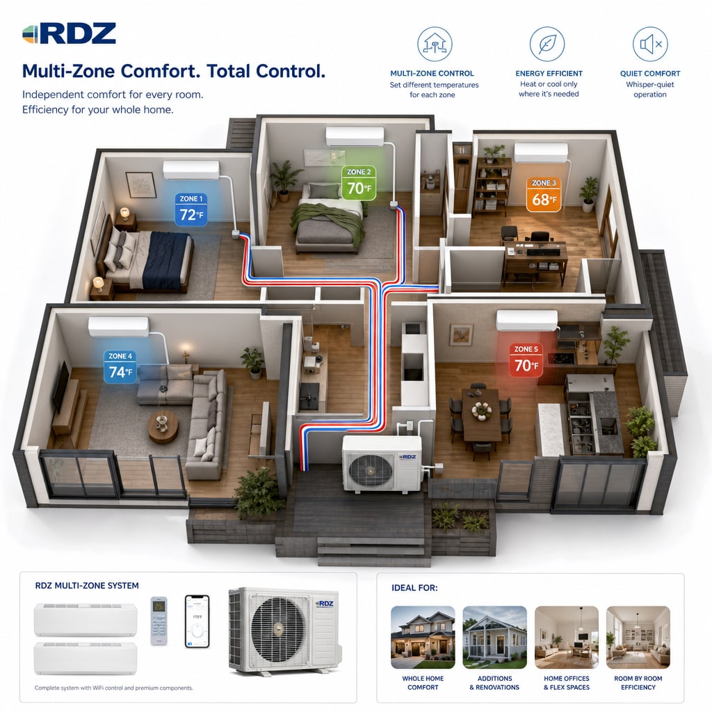 Ramsond RDZ 3 zone 28000-BTU Ductless Mini Split Air Conditioner Heat Pump Included with 230-Volt Sansujyuku sansujyuku.com