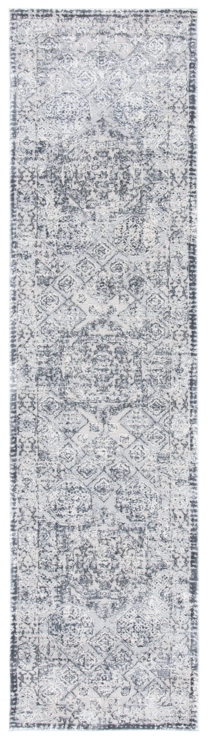Safavieh ALH629F-28 Alhambra Kmita 2 x 8 (ft) Loomed Synthetic Dark Gray/Gray Rectangular Indoor Distressed/Overdyed Runner rug