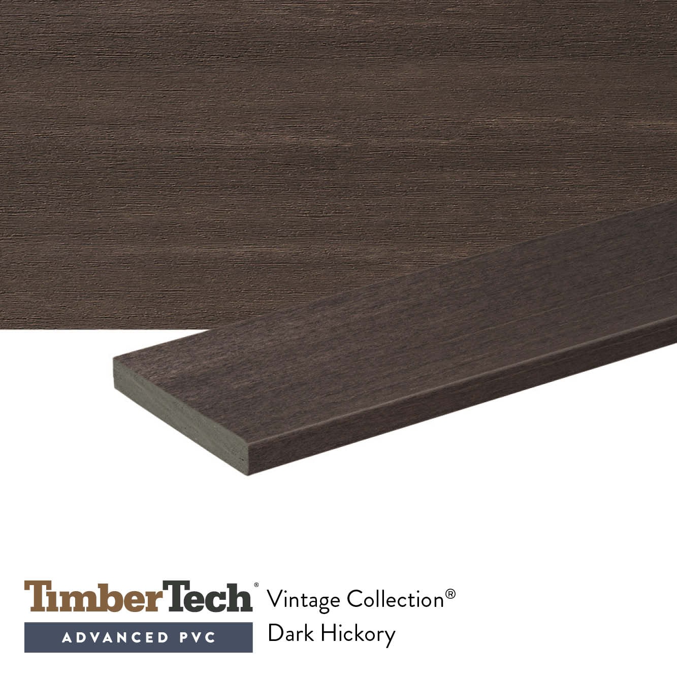 TimberTech Vintage Wide Width 1-in x 8-in x 20-ft Dark Hickory Square/Solid PVC Deck Board