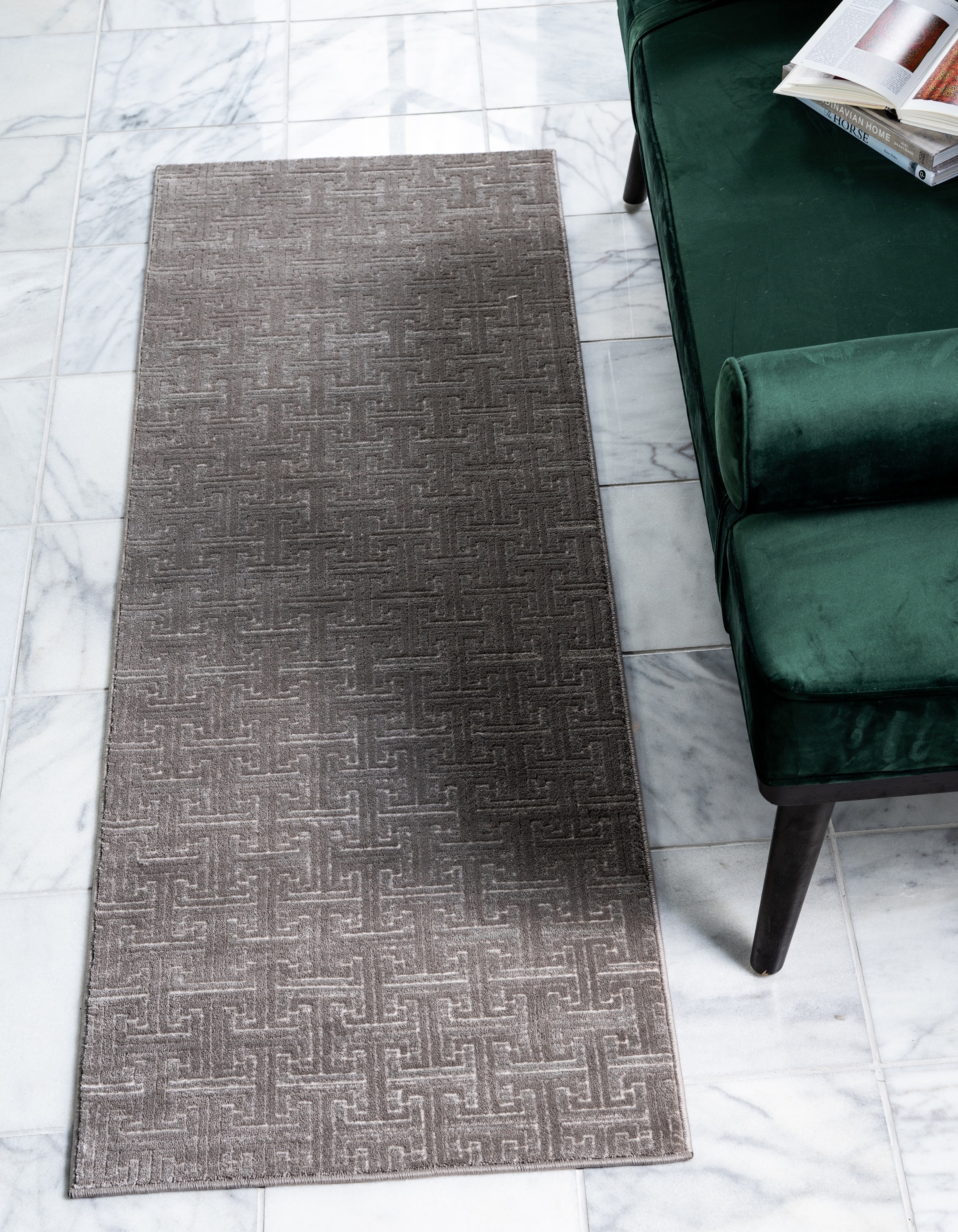 Unique Loom 3141176 Jill Zarin Park Avenue Uptown 2 x 6 (ft) Loomed Polypropylene Gray Rectangular Indoor Geometric Industrial Runner rug