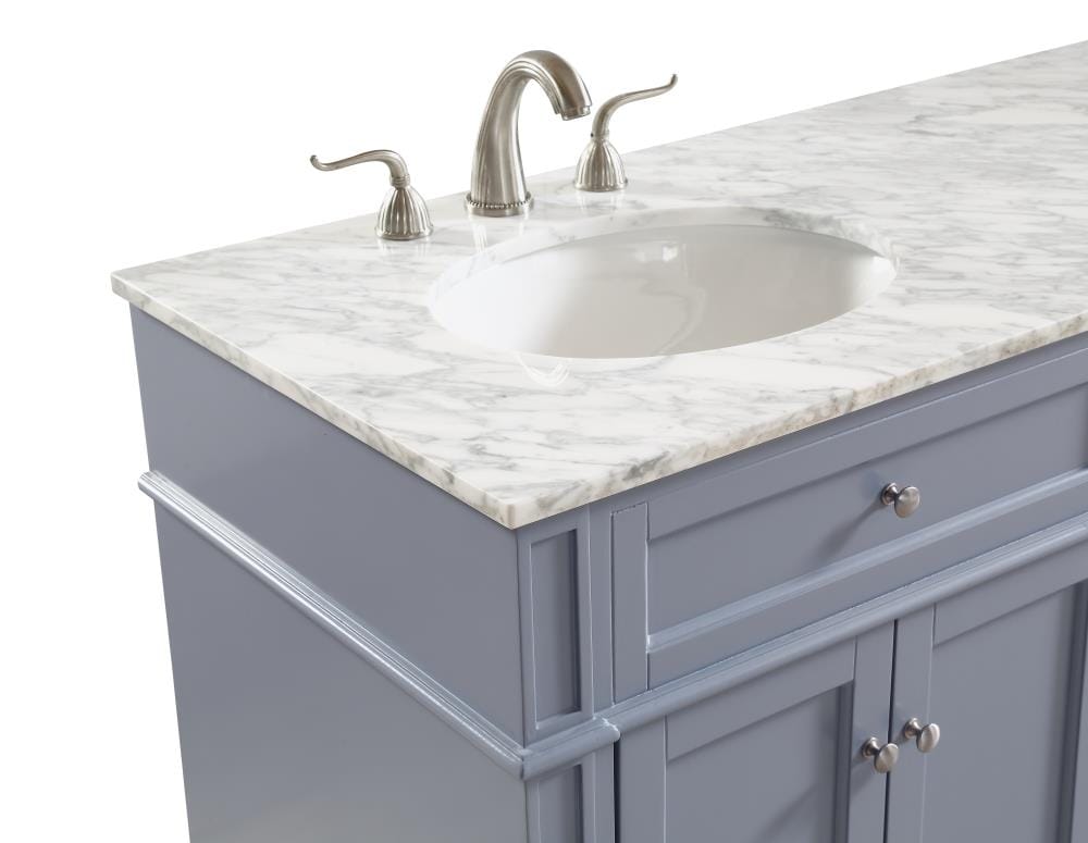 Elegant Decor First Impressions 60-in Gray Undermount Double Sink ...
