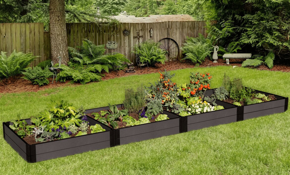 Frame It All 300001435 48-in W x 192-in L x 11-in H Weathered Wood Composite Raised Garden Bed