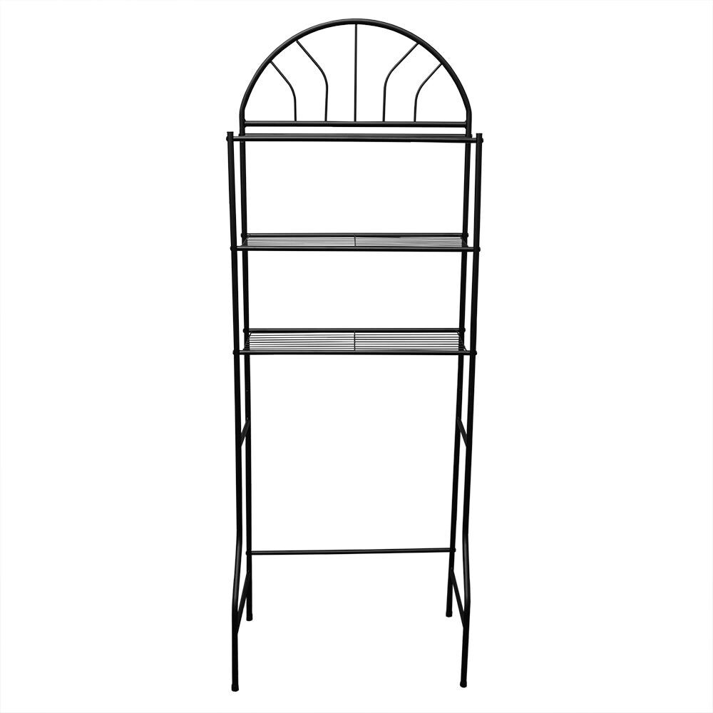 Home Basics LOW77962 Black 2-Tier Steel Freestanding Bathroom Shelf (23-in x 66.5-in x 11.5-in)