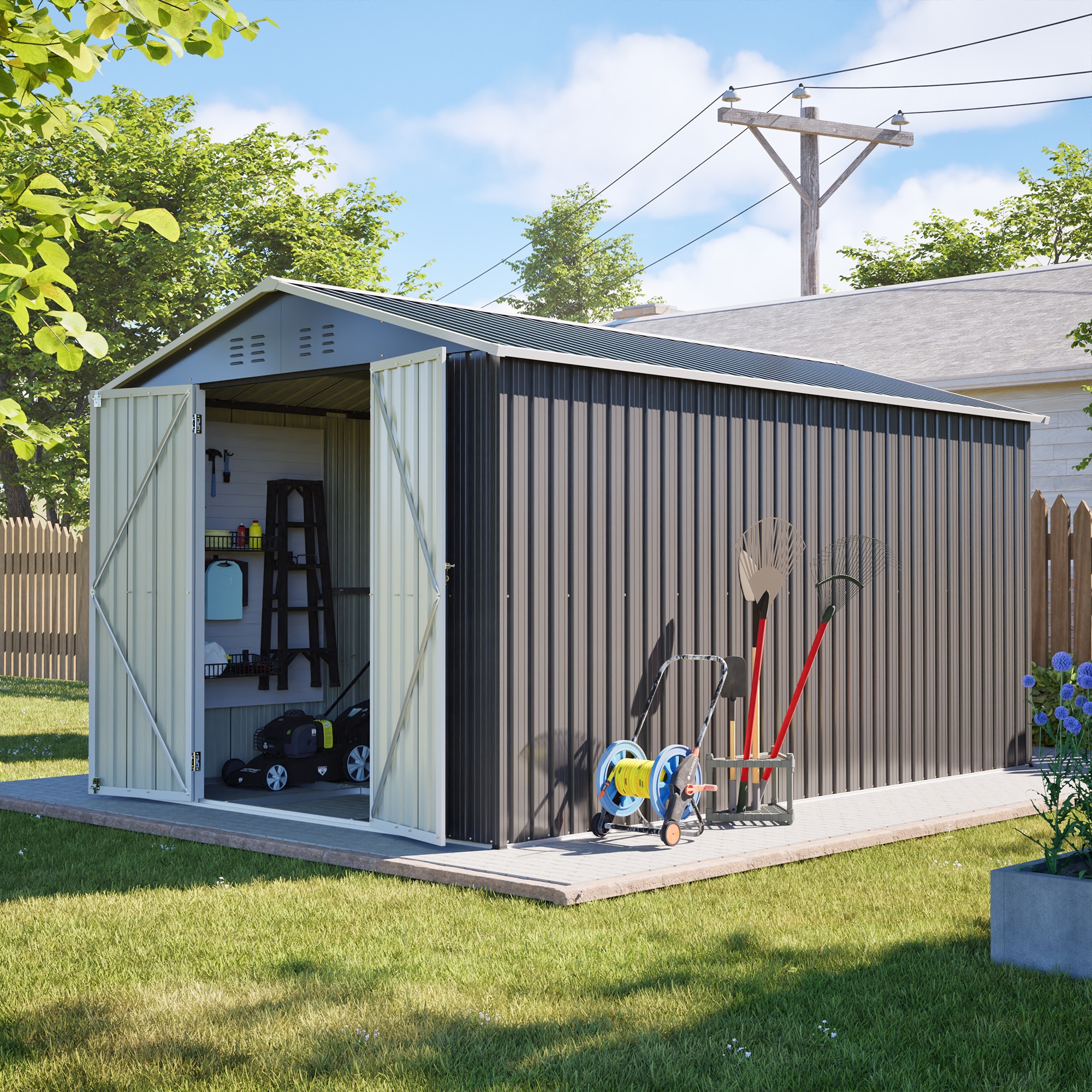 WELLFOR TWSG026-GR Metal-Storage-Buildings-Sheds - View #14