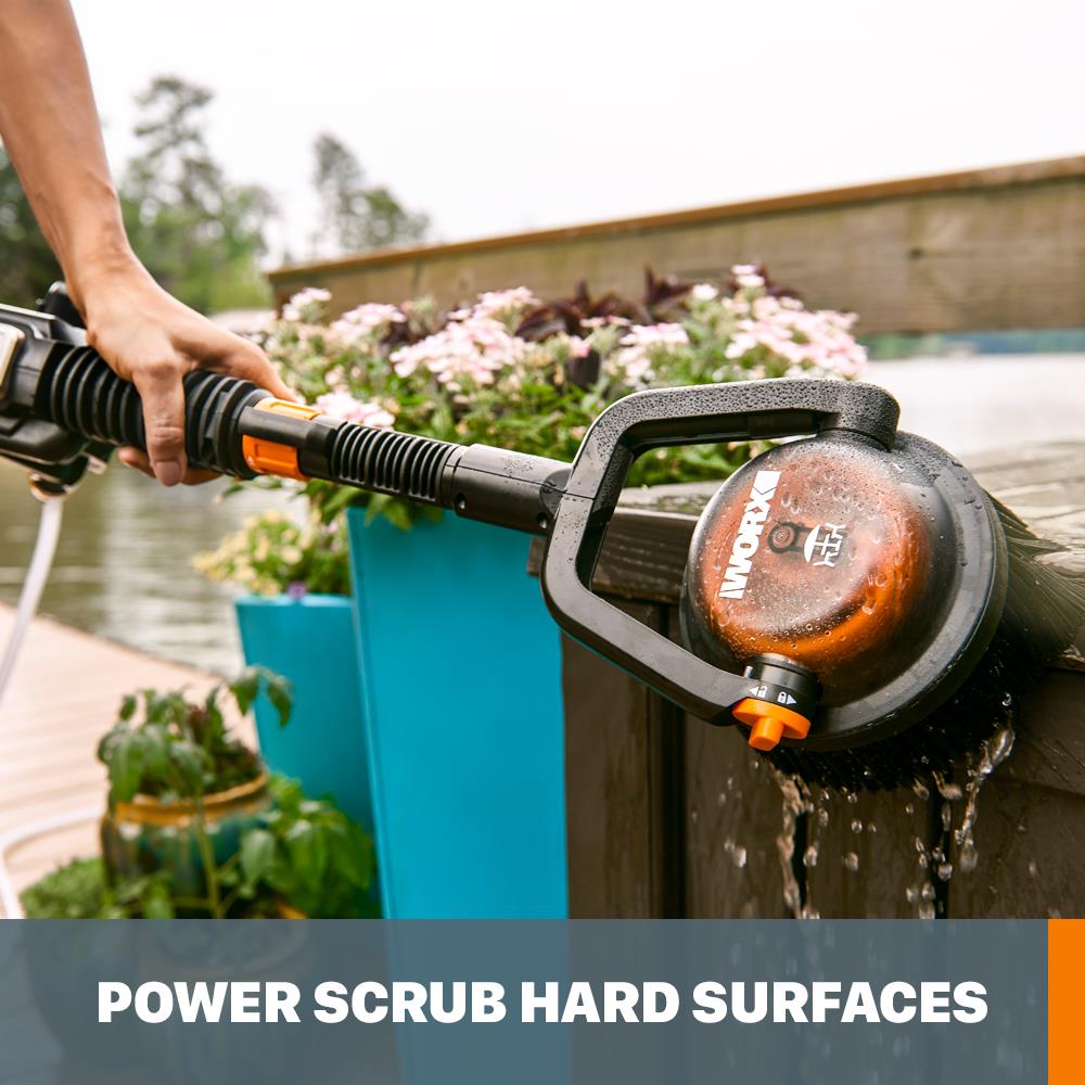 WORX Hydroshot Adjustable Power Scrubber with Quick Snap Connection (Hard  Bristles)
