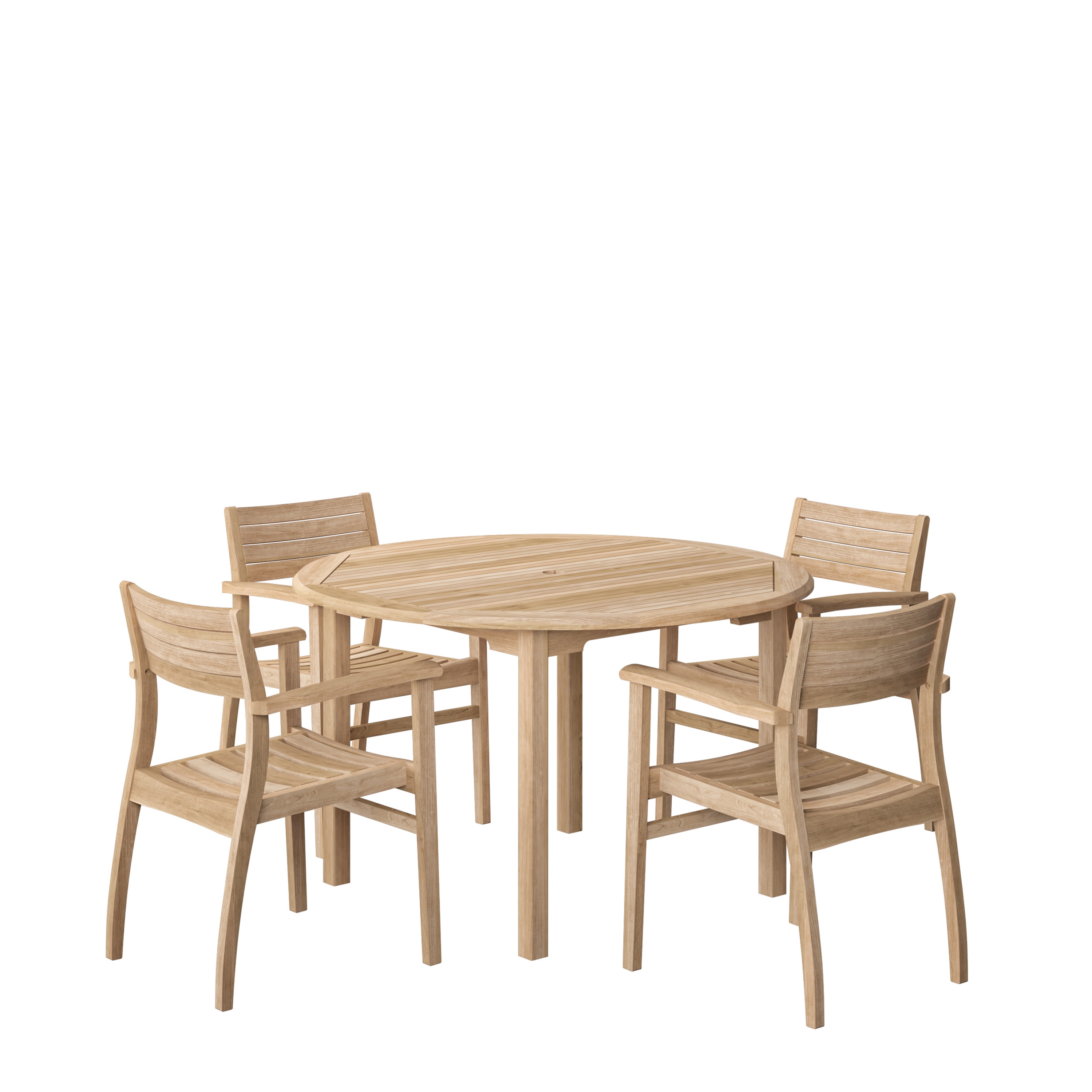 Amazonia SC MALRND 4NINIA 5 -Piece Brown Patio Dining Set Wood Round Table with 4 Brown Stationary Chairs