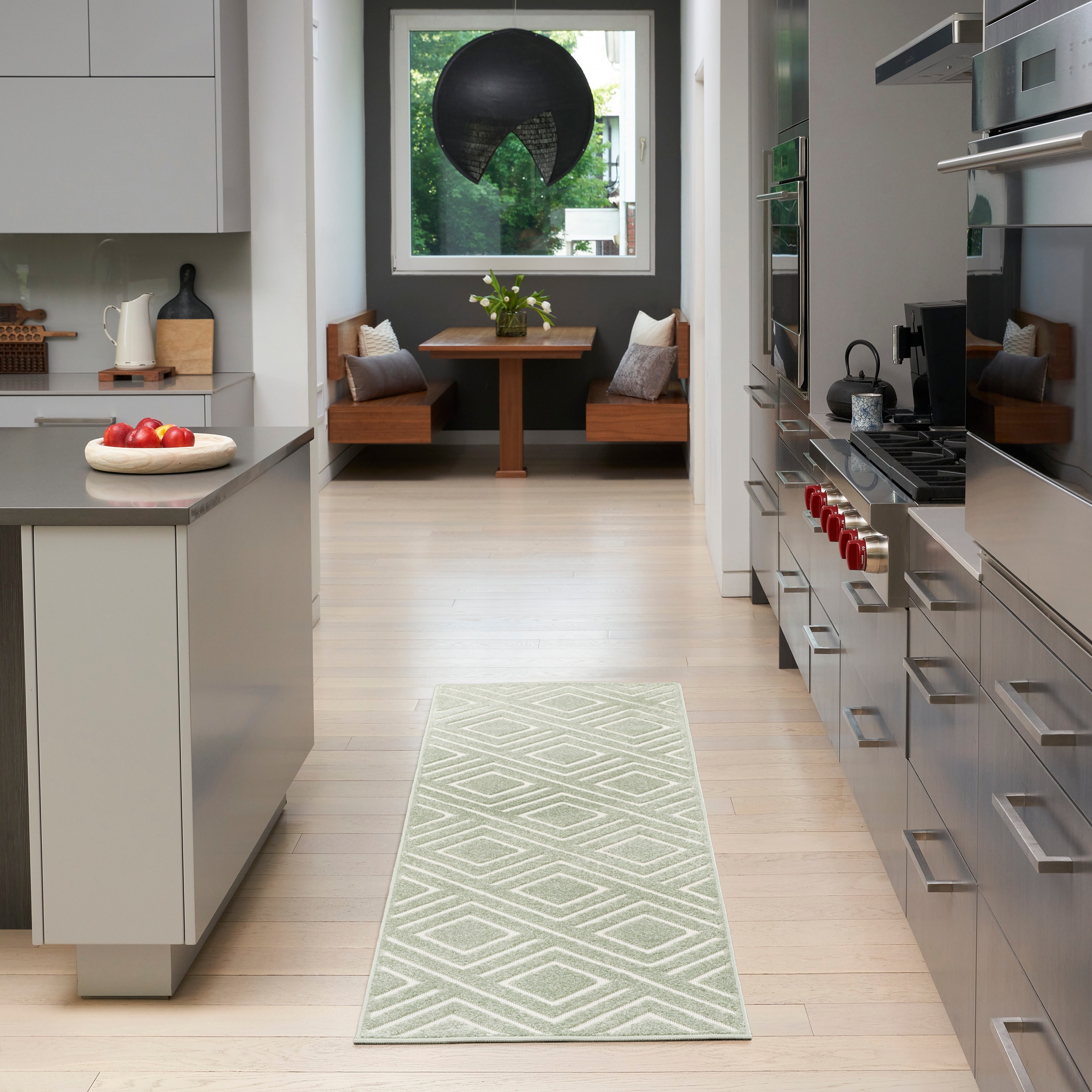 Nourison Home 099446984210 Casual 2 x 6 (ft) Polypropylene Green Rectangular Indoor Geometric Runner rug