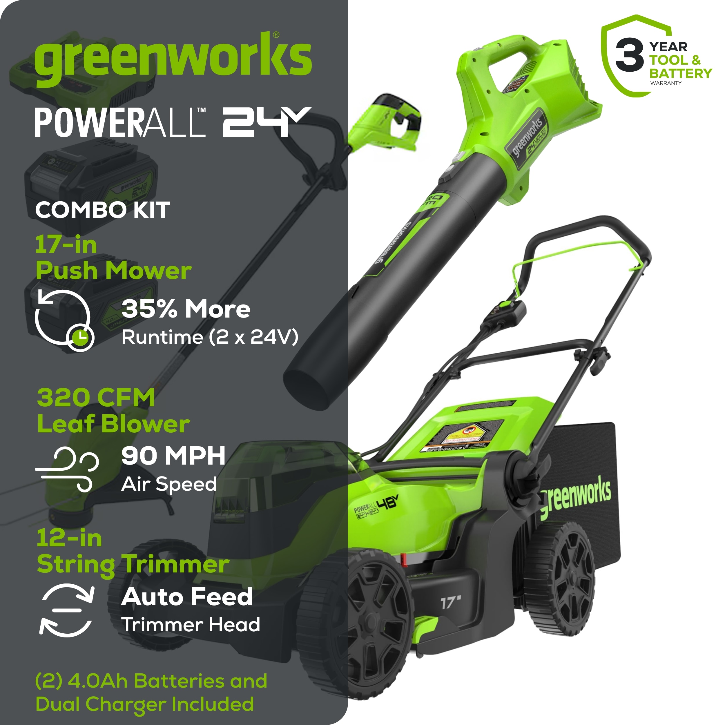Greenworks CK24L4222 Power-Equipment-Combo-Kits - View #2