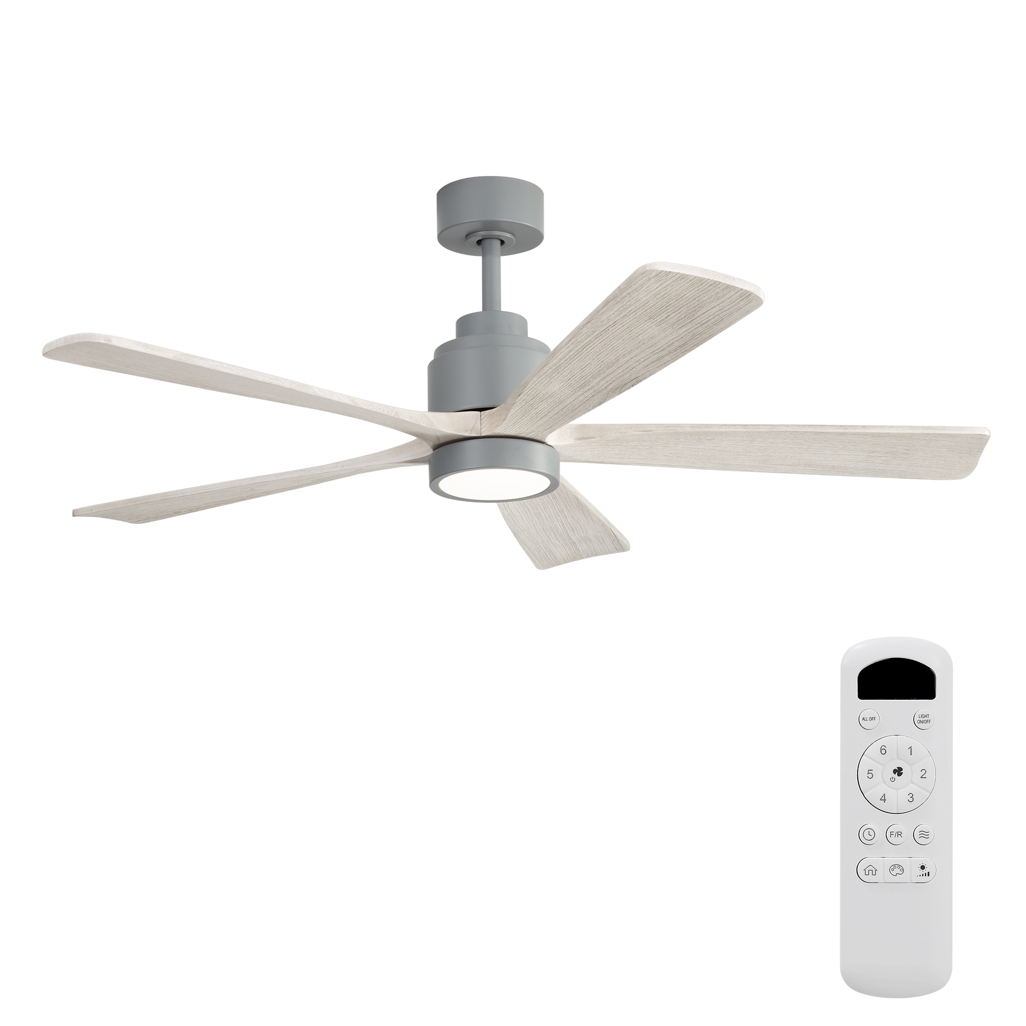 JUSHUA 52 Inches Ceiling Fan with Light 6-speed Quiet Remote Control Dimmable LED for Living Room Bedroom and other Indoor