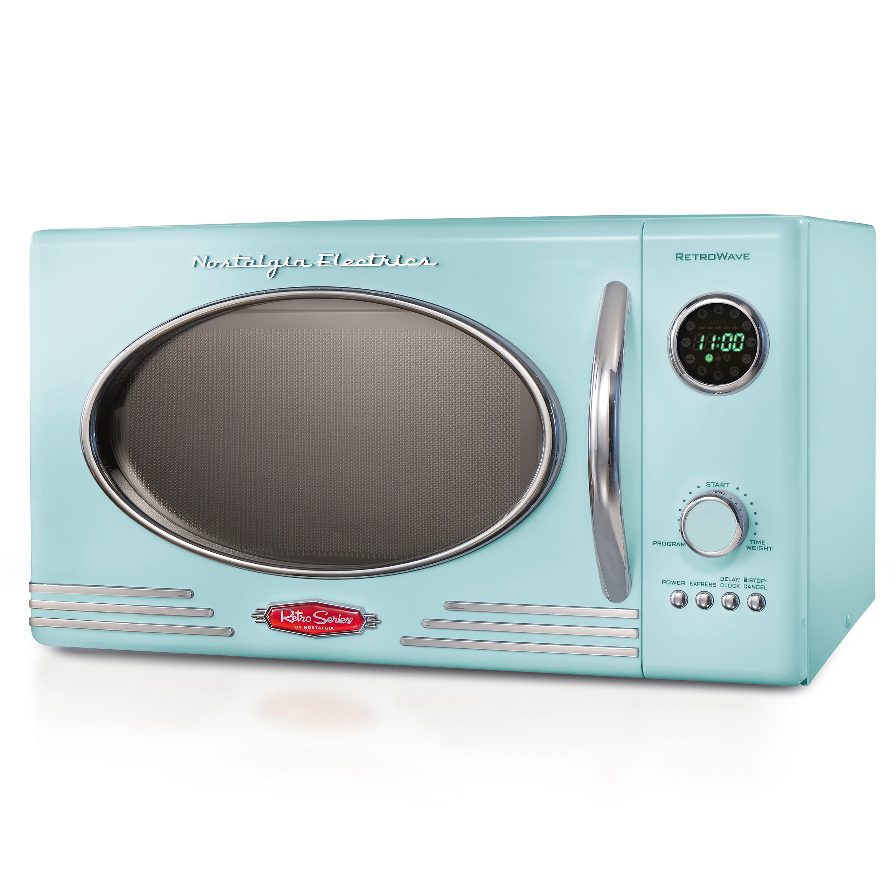 Nostalgia NRMO9AQ 0.9-cu ft 800-Watt Countertop Microwave (Aqua)