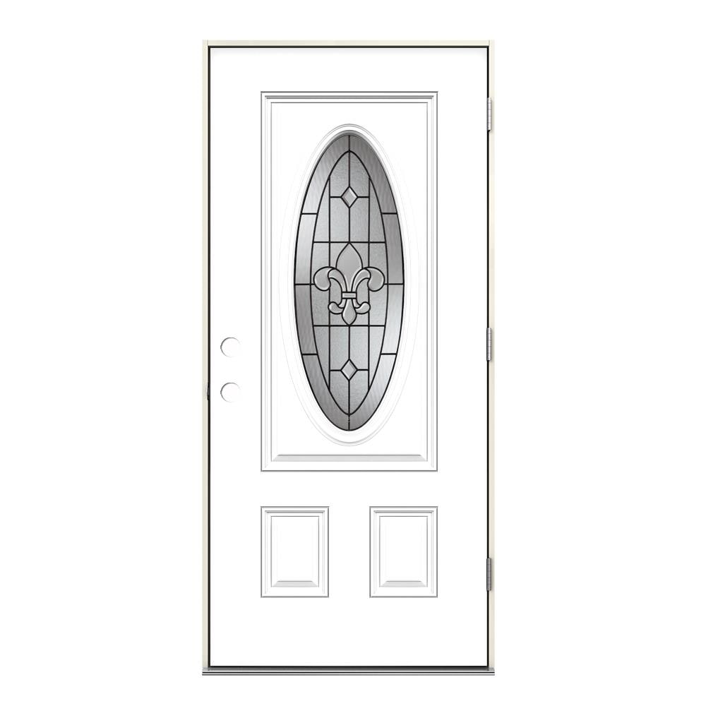 Jeld Wen Nola 36 In X 80 In X 4 9 16 In Fiberglass Oval Lite Left Hand Outswing Modern White