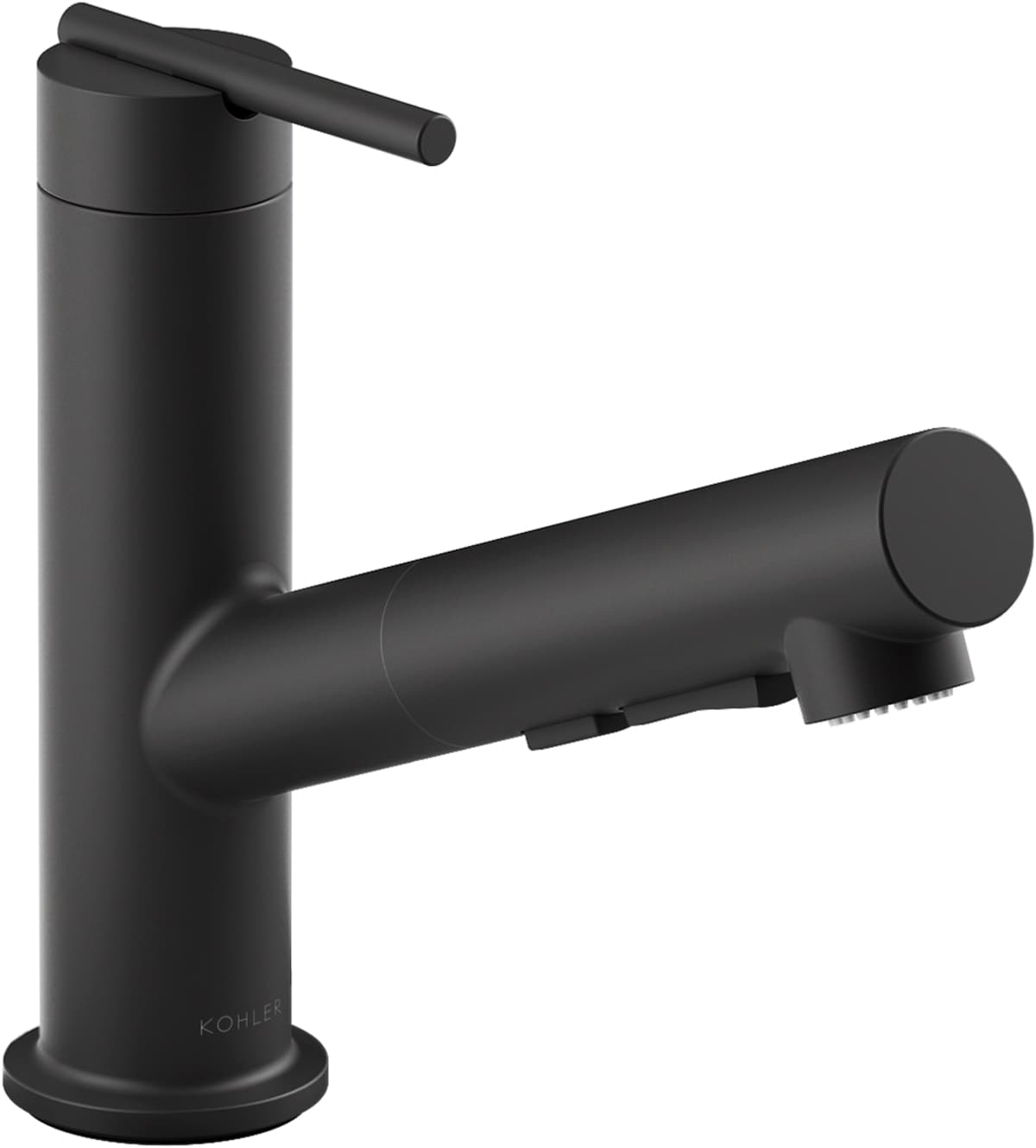 KOHLER K-22976-BL Crue Matte Black Single Handle Deck-mount Pull-out Kitchen Faucet ( Deck Plate Included )