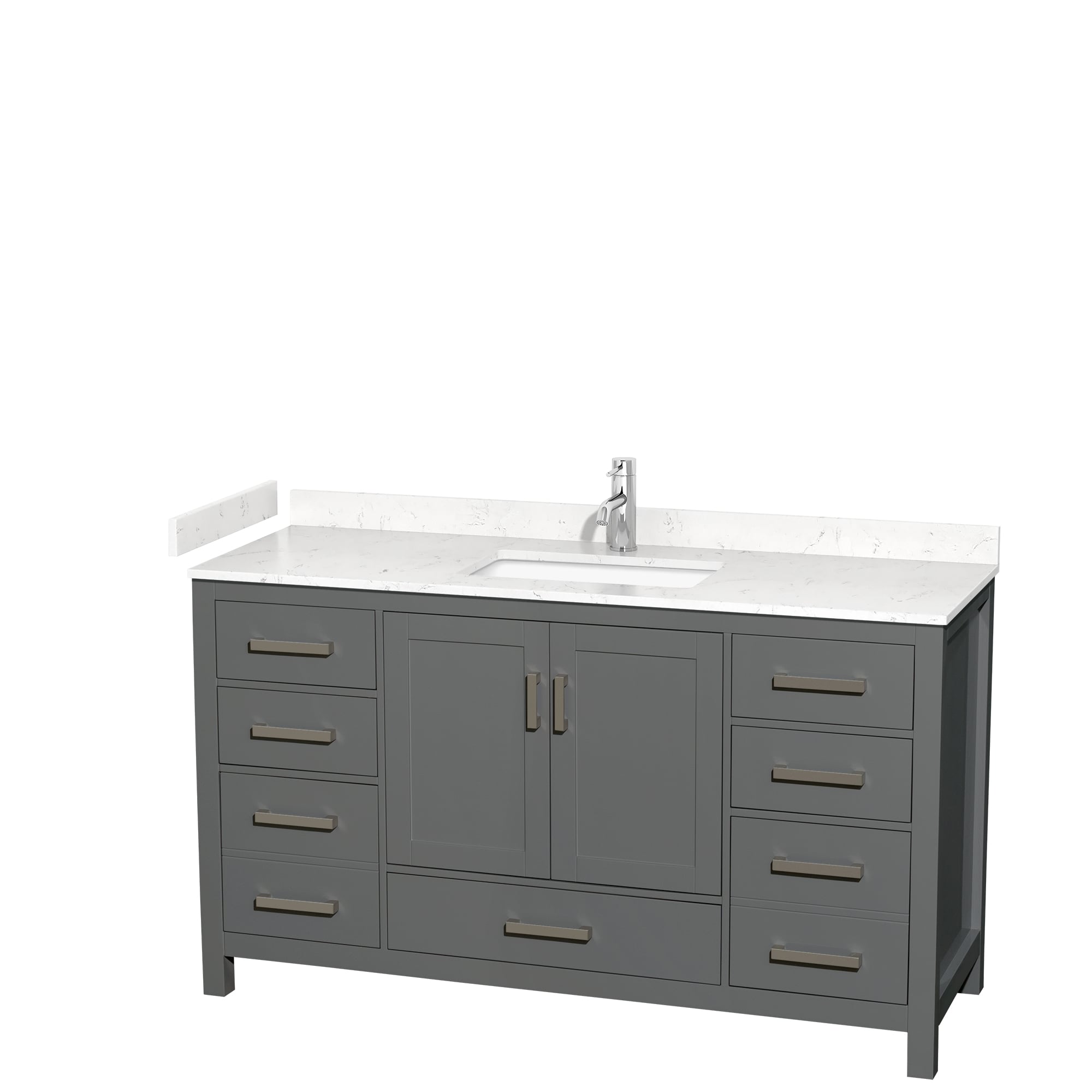 Wyndham Collection WCS141460SKGC2UNSMXX Sheffield 60-in Dark Gray with Brushed Chrome Trim Undermount Single sink Bathroom Vanity with Carrara Cultured Marble Cultured marble Top