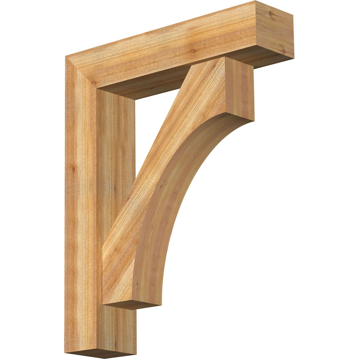 Ekena Millwork 1464395 Westlake Block Rough Sawn Bracket with Offset Brace 8-in x 34-in x 42-in Western red cedar Brown Wood Standard bracket