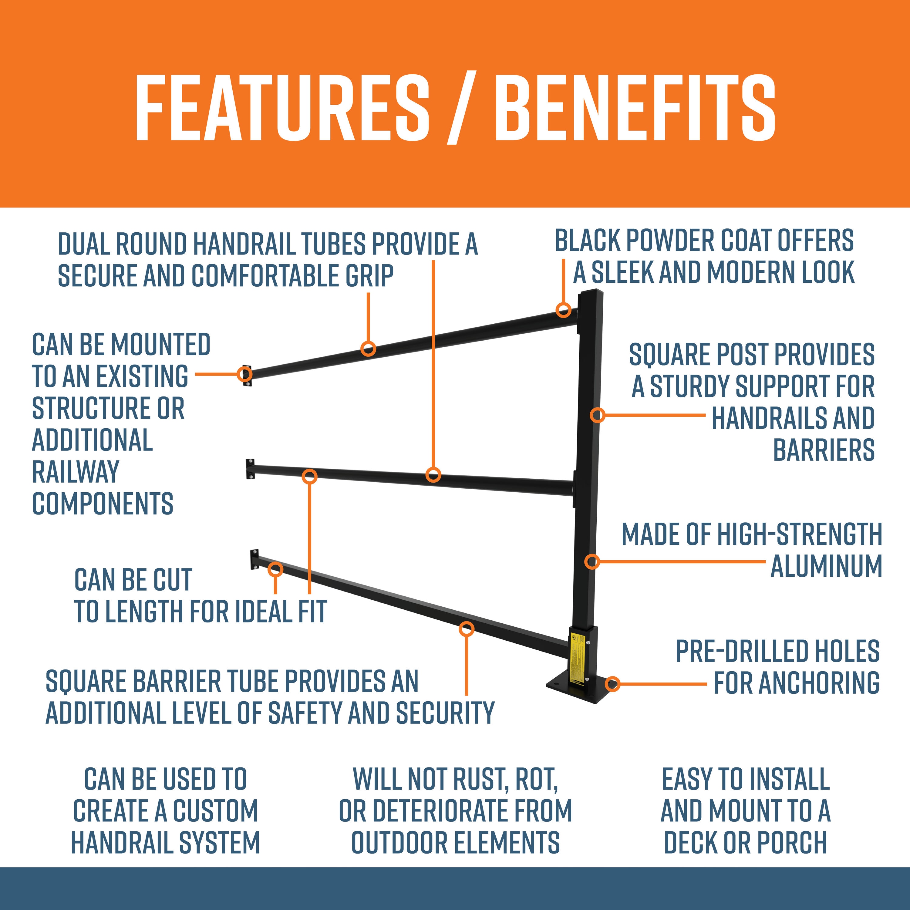 EZ-ACCESS RAILP5HBKPCBLK Wheelchair-Ramp-Components - View #2