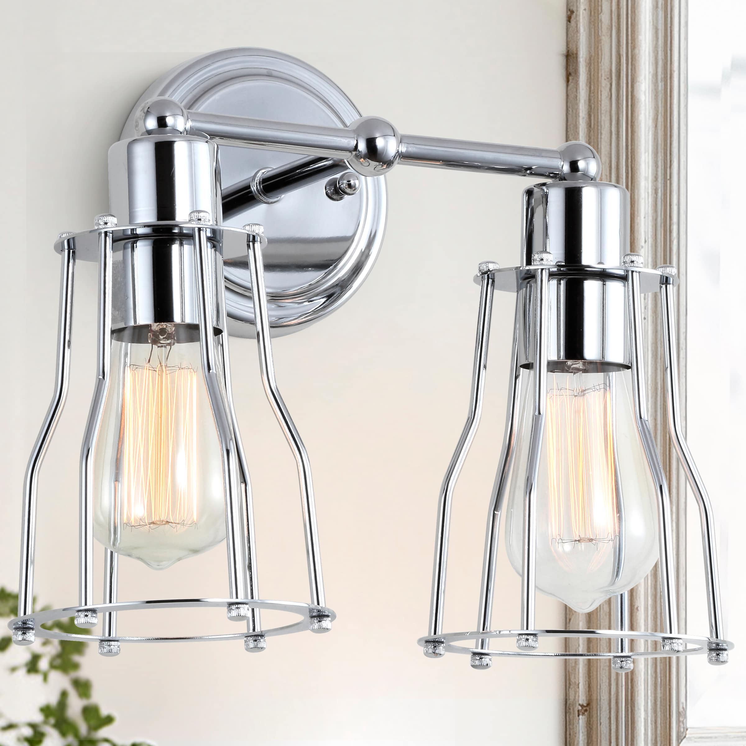 JONATHAN  Y JYL7416A Evelyn Metal Farmhouse Industrial 12.5-in 2 -Light Polished Chrome Transitional Vanity light