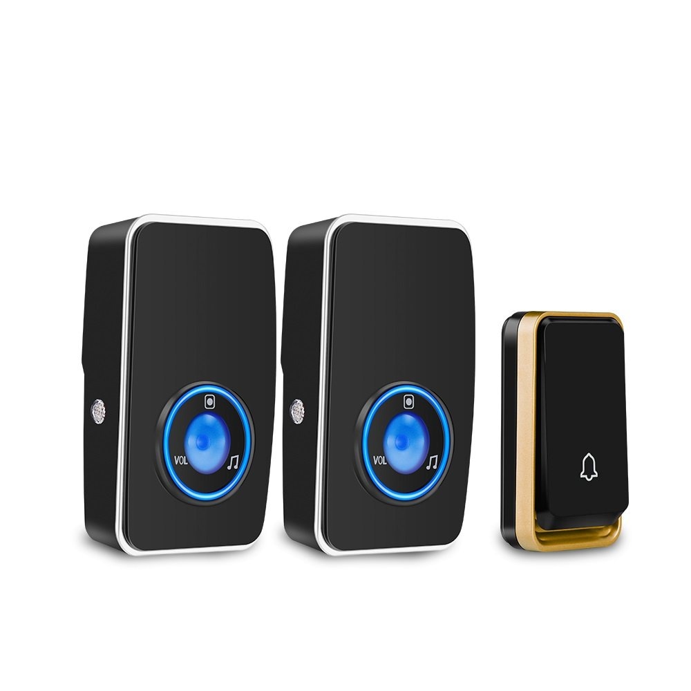 KIWDZFU  Wireless Doorbell Kit with 2 Plug in LED Flash Receivers 1 Self Powered Transmitter 51 Chimes 4 Volume Levels IP44 Waterproof for Home