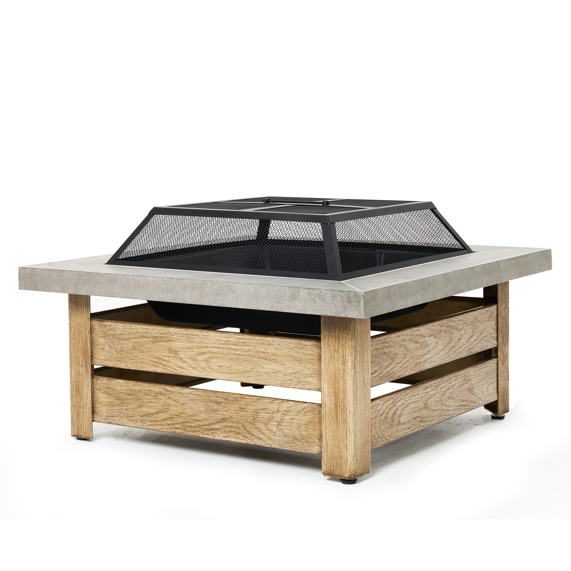 Bybafun 34-in W Iron Rectangle Wood-Burning Fire Pit in the Wood ...