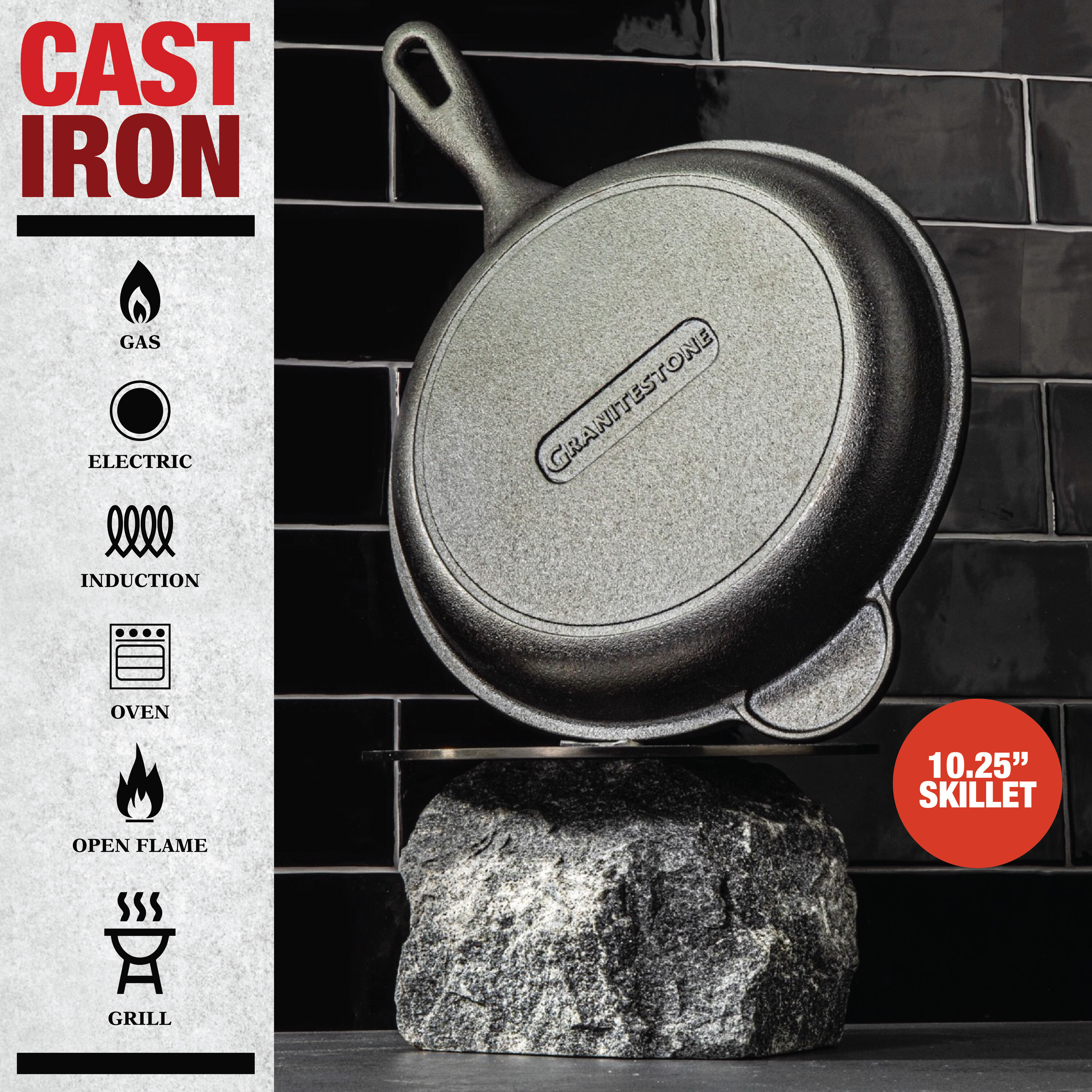 Commercial Chef Cast Iron 10.25 Skillet Black