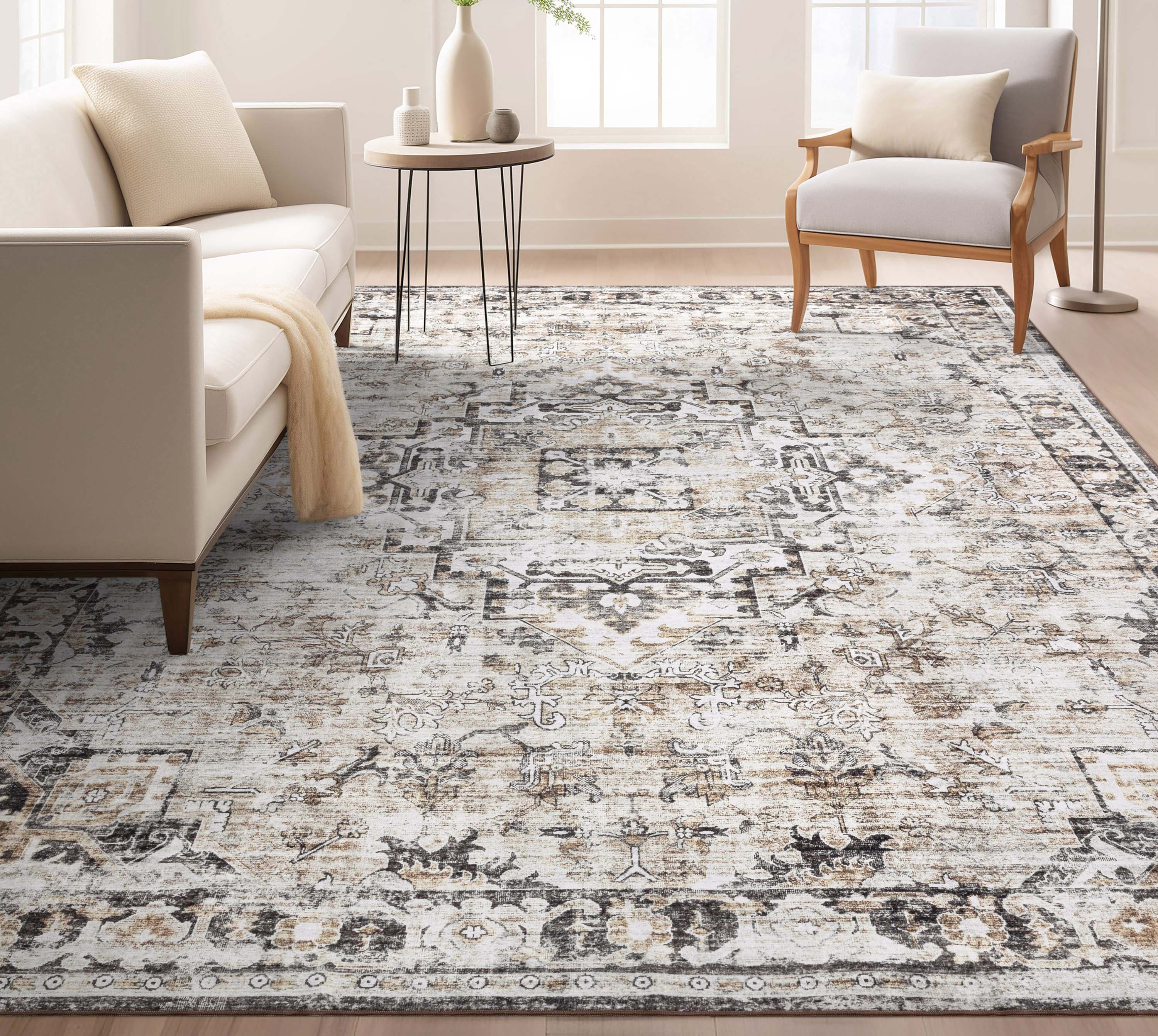 Well Woven EBP-22-8 Elle Basics 9 x 13 (ft) Flatweave Polyester Beige Rectangular Indoor Medallion Oriental Area rug