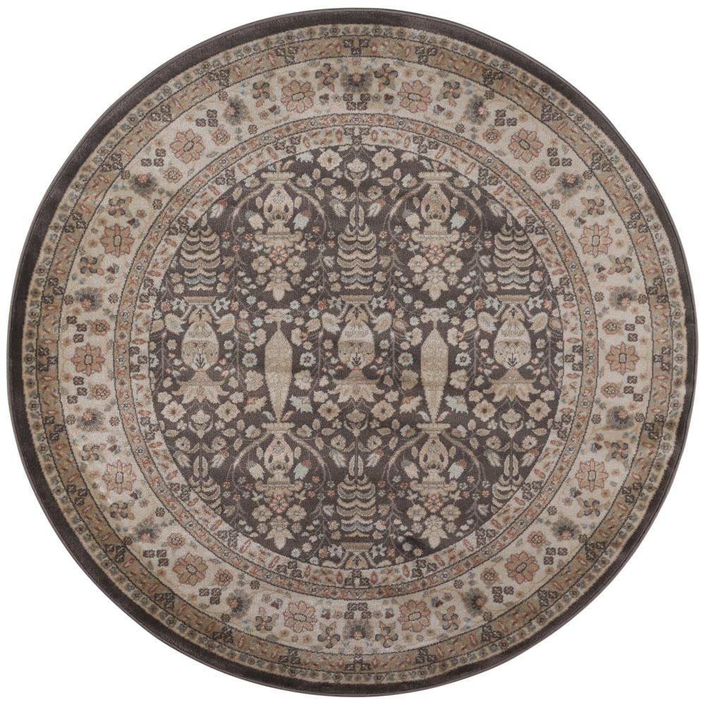 Radici USA 3812/1014/BROWN Garda 5 x 5 (ft) Polypropylene Brown Round Indoor Floral/Botanical Vintage Area rug