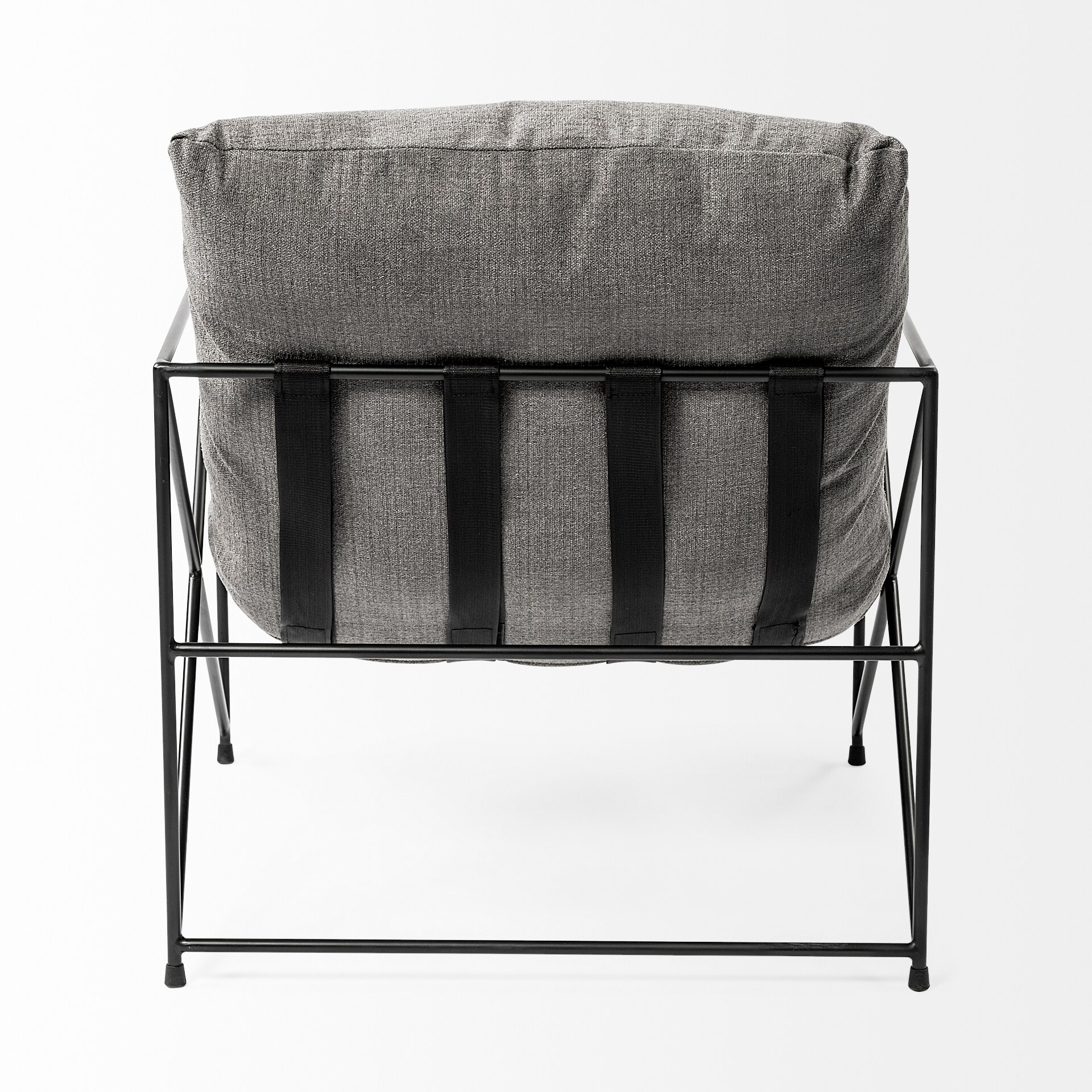 Leonidas Gray Fabric and Black Metal Accent Chair