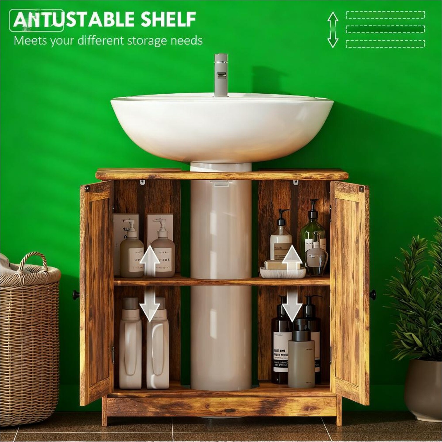 chillscreamni Rustic Brown 23.5 x 11.8 x 23.5 in Cabinet with Storage ...