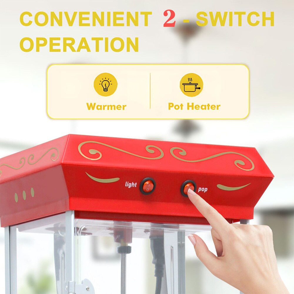 KitchenTour Popcorn Machine with Cart with Wheels 6 Oz Pot Popcorn ...