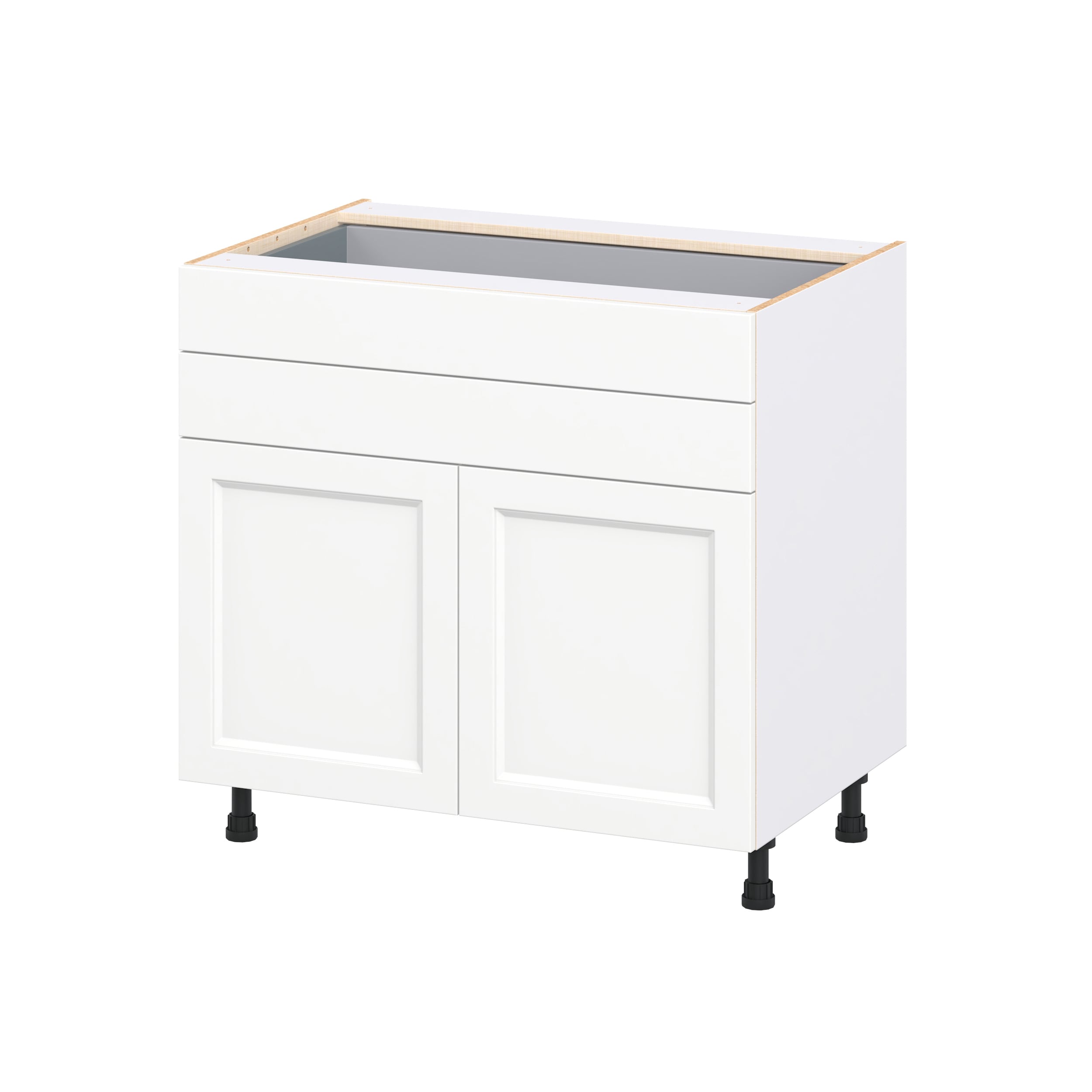 Hugo&Borg DSB36B-RI Riviera 36-in W x 34.5-in H x 24.5-in D Bright White 2 -Drawers Base Fully assembled Cabinet Recessed Panel Shaker