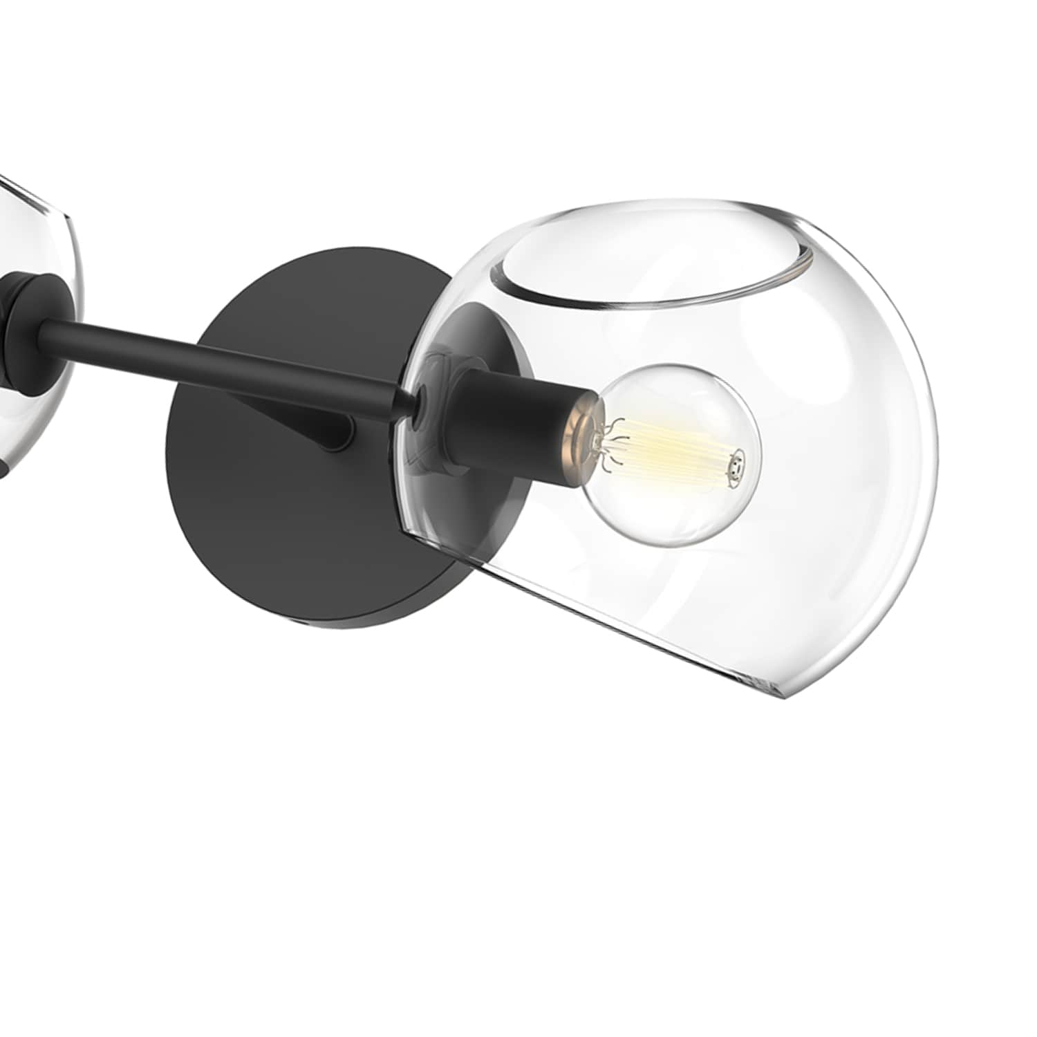 Willow Matte Black 2-Light Vanity with Clear Glass Shades