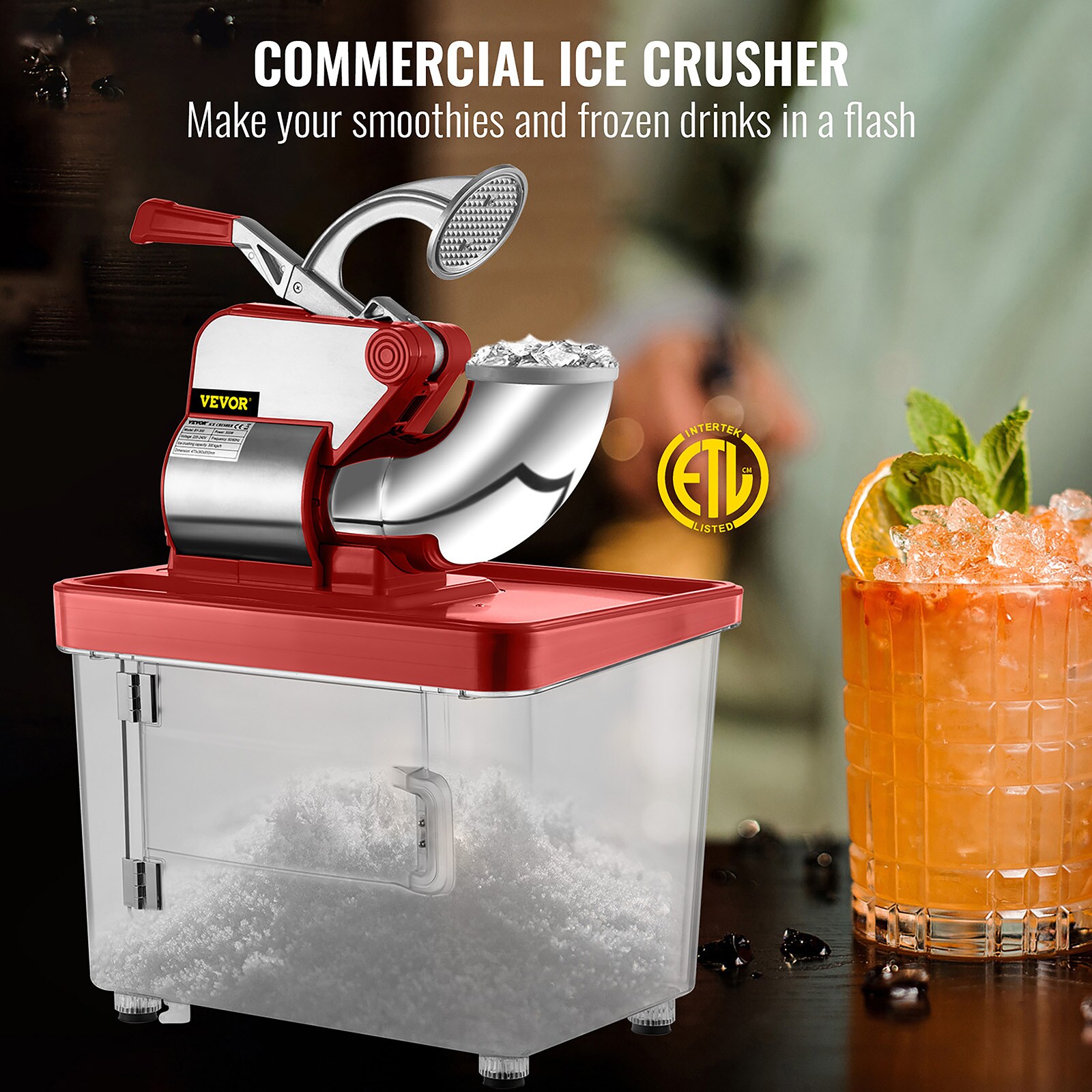 250W Electric Snow Cone Maker Shaver Commercial Ice Crusher with