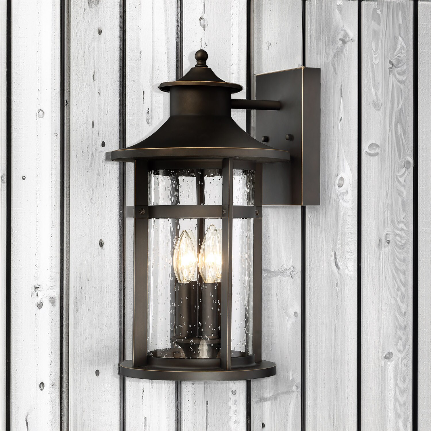 Lavish Home 13.25 in. Antique Bronze Outdoor Solar Powered Lantern